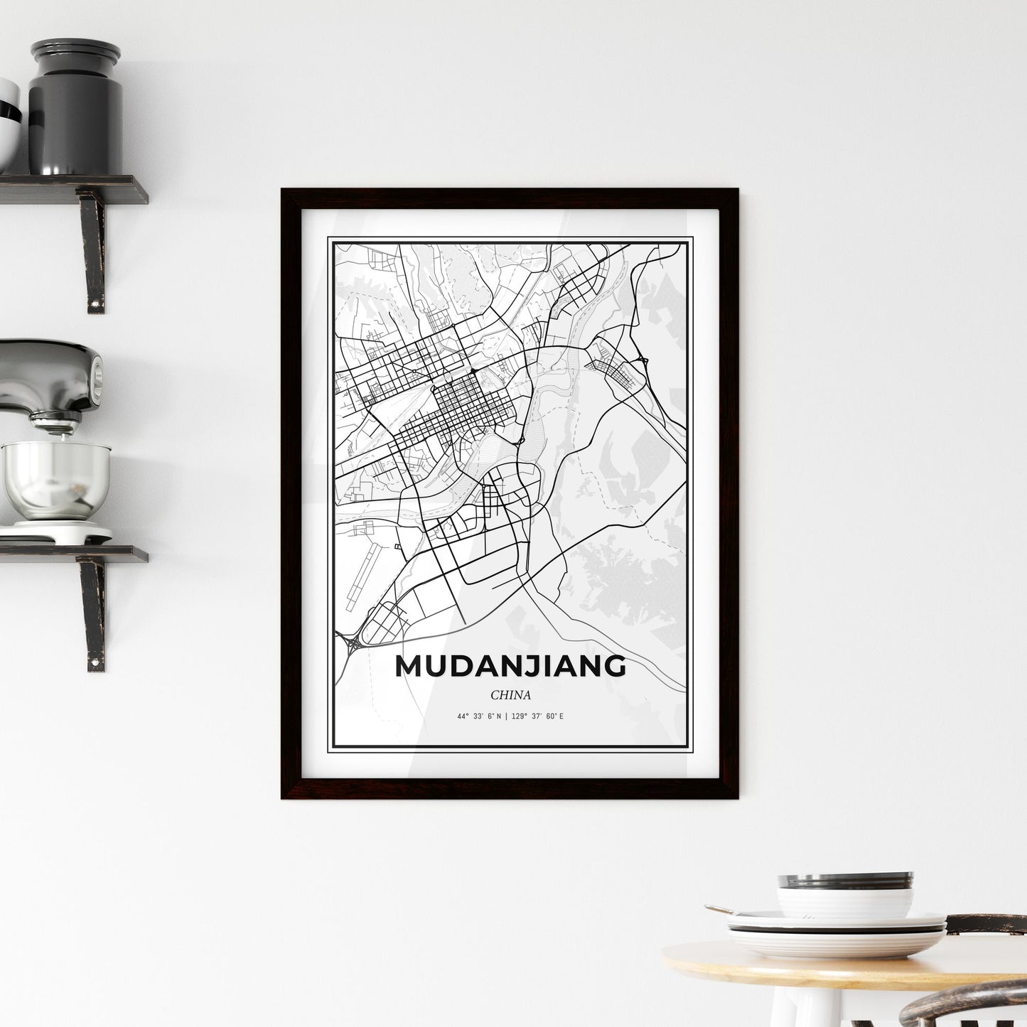 Mudanjiang China - Minimal City Map