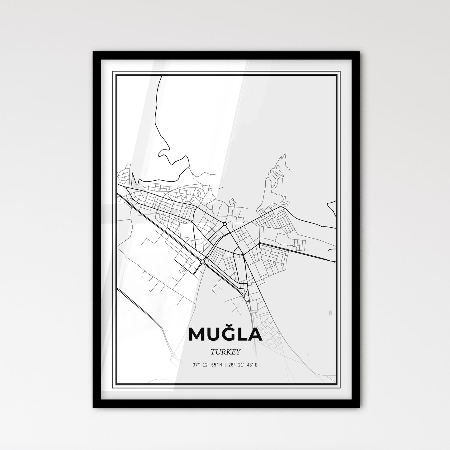 Muğla Turkey - Scandinavian Style City Map for Modern Home Decor