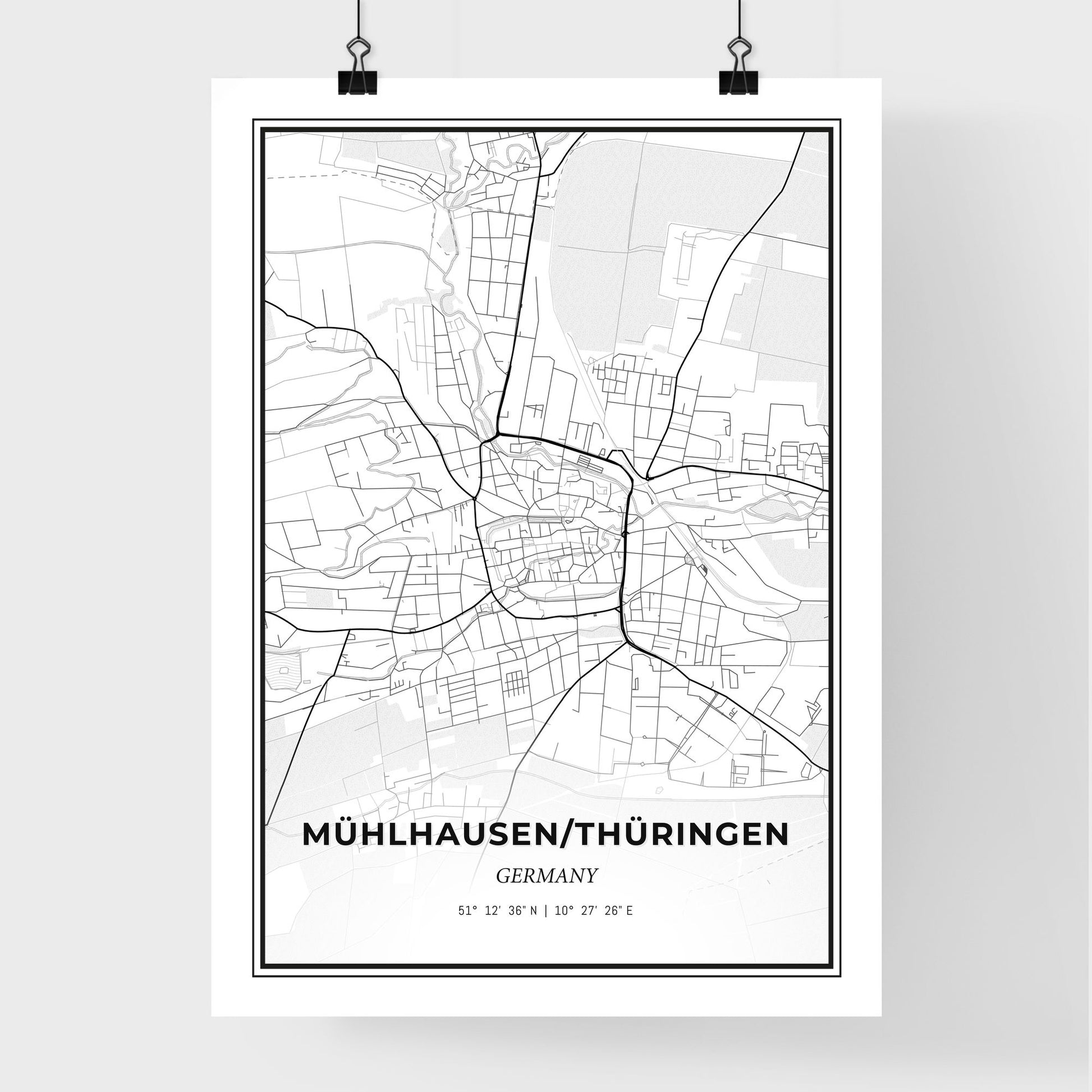 Muhlhausen/Thuringia Germany - Premium City Map Poster