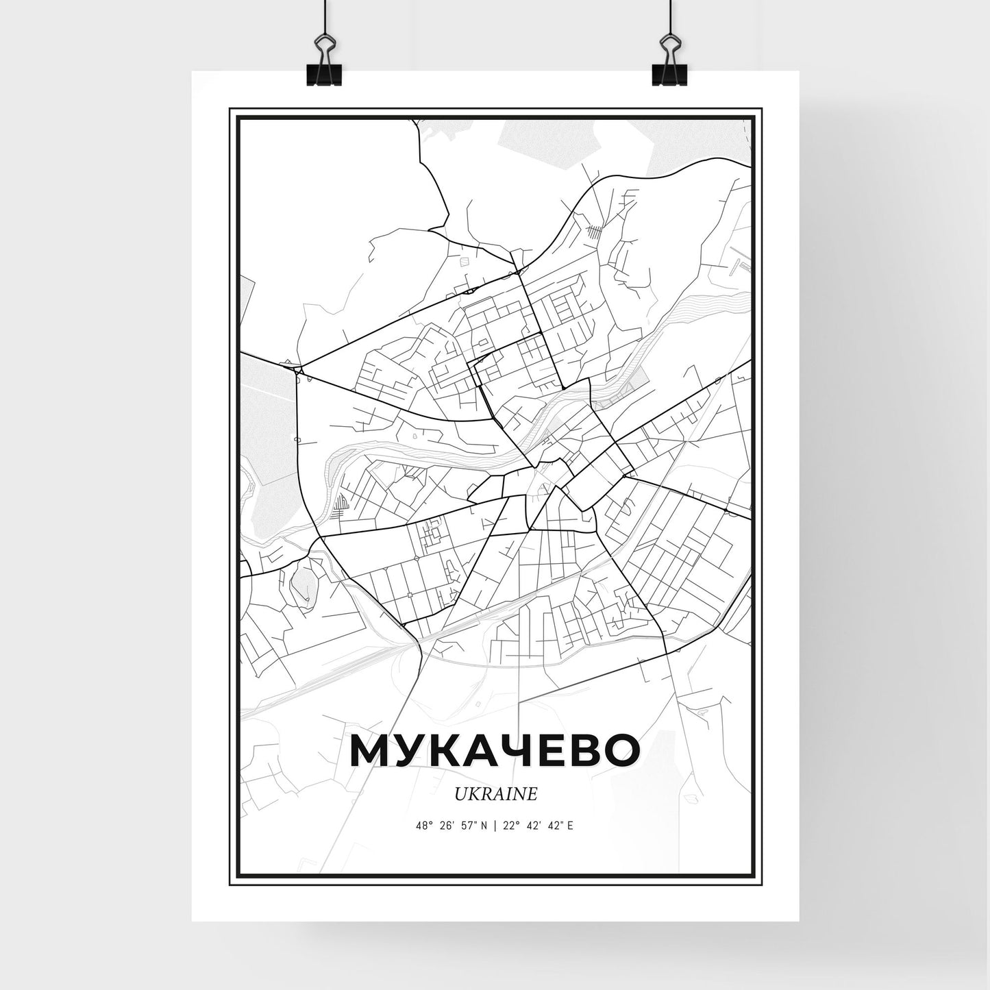 Mukachevo Ukraine - Premium City Map Poster