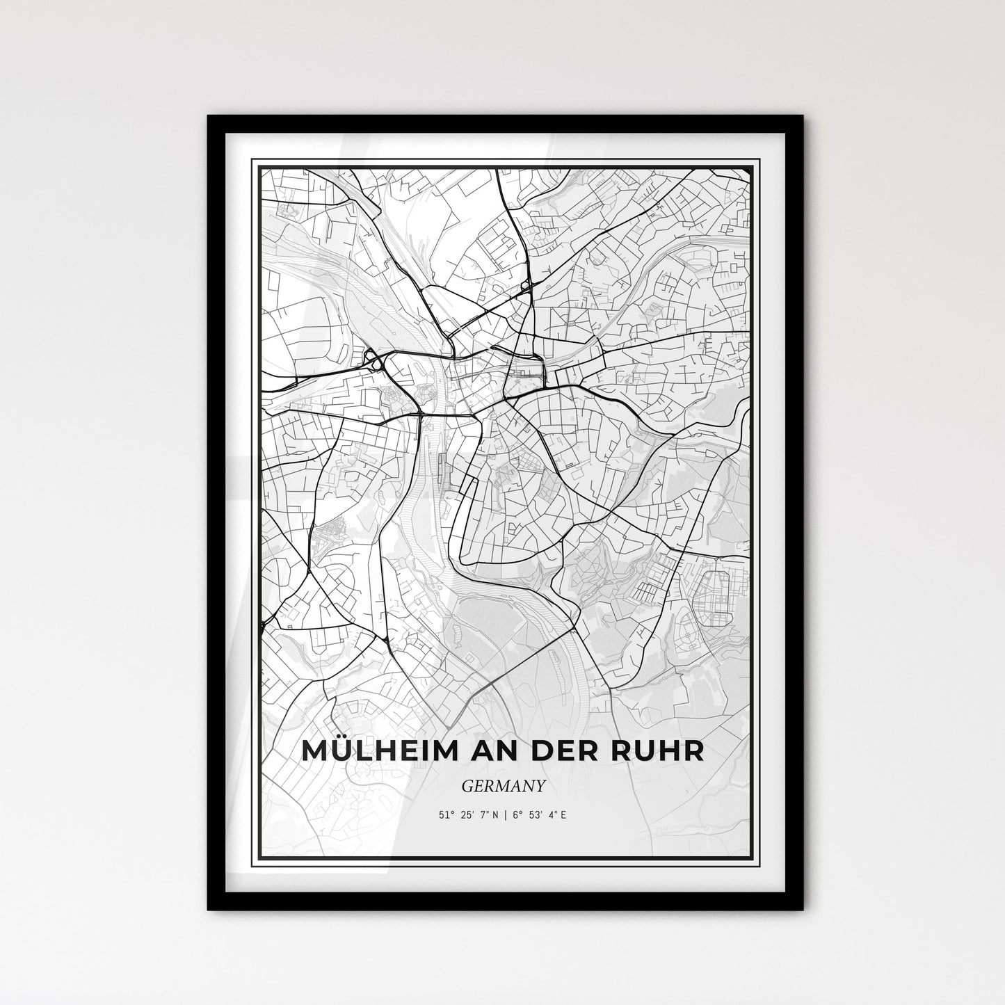 Mulheim an der Ruhr Germany - Scandinavian Style City Map for Modern Home Decor