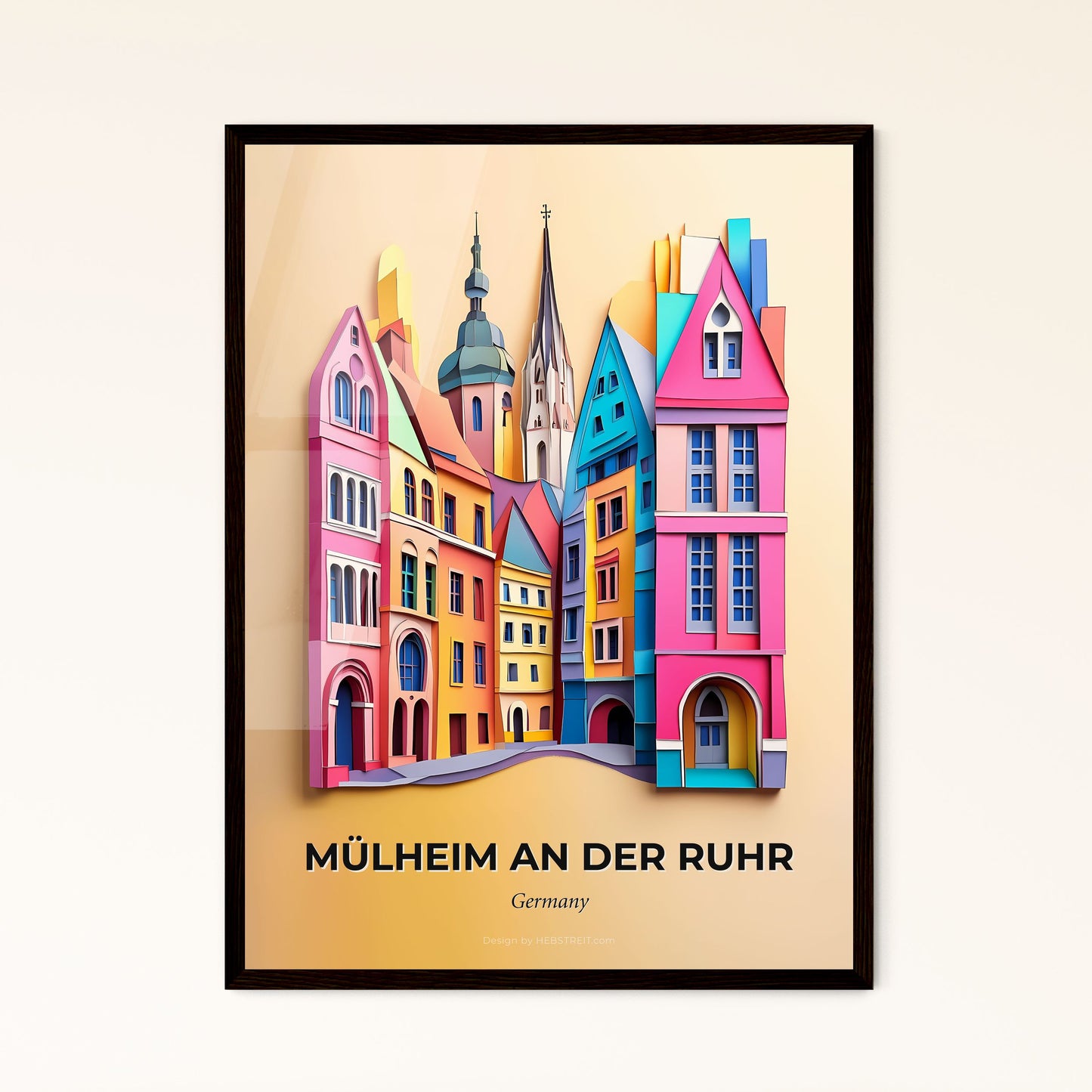 Vivid Mulheim an der Ruhr, Germany - a paper cut of a city with a church