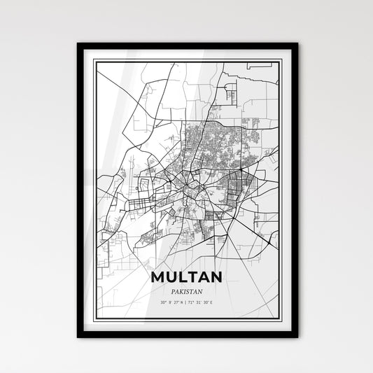 Multan Pakistan - Scandinavian Style City Map for Modern Home Decor