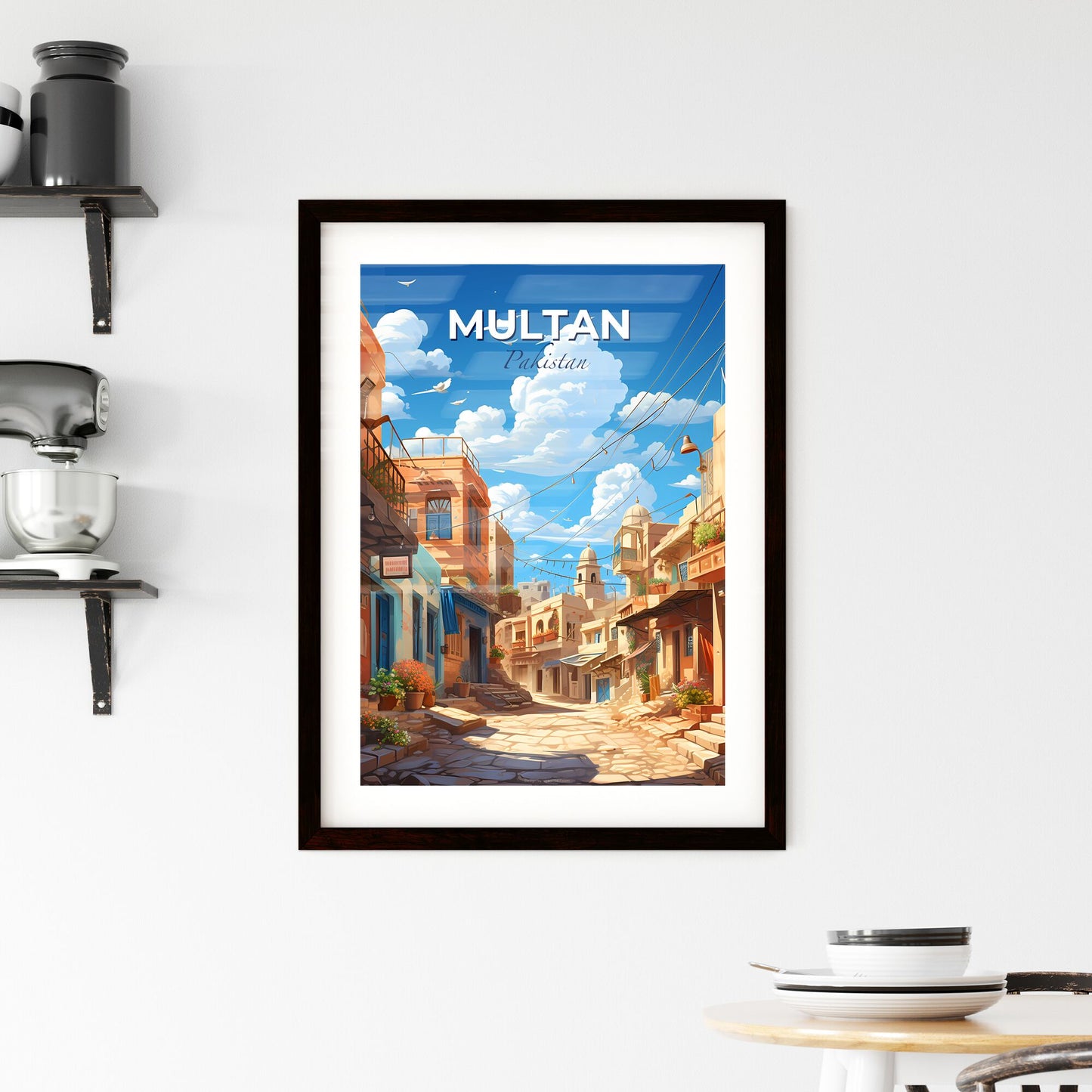 Multan Pakistan Cityscape Painting Artistic Skyline Blue Sky Vibrant Colors Default Title