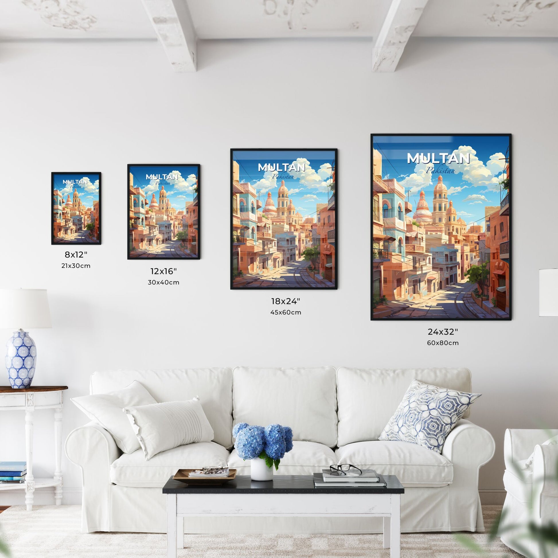 Expressive Painting of Multan Pakistan Skyline Featuring Street Scenes and Tower Default Title