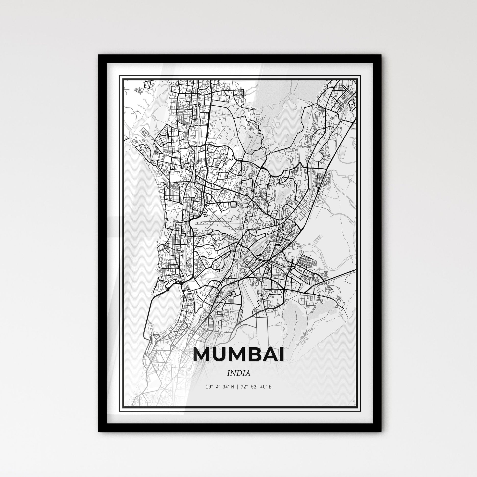 Mumbai India - Scandinavian Style City Map for Modern Home Decor