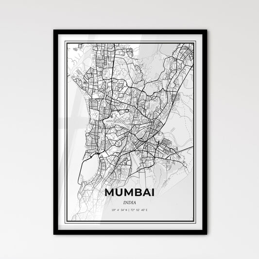 Mumbai India - Scandinavian Style City Map for Modern Home Decor