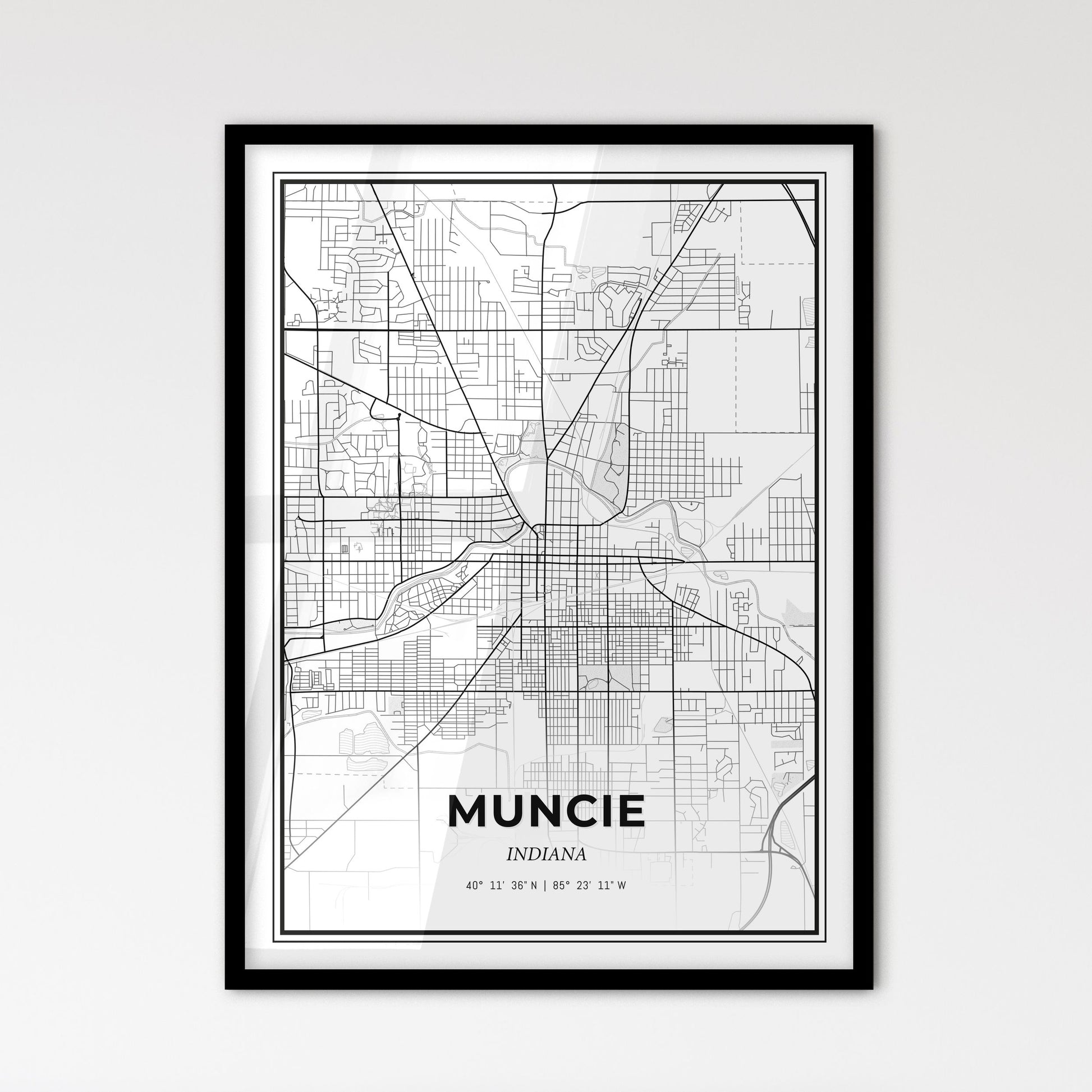 Muncie Indiana - Scandinavian Style City Map for Modern Home Decor