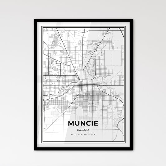 Muncie Indiana - Scandinavian Style City Map for Modern Home Decor