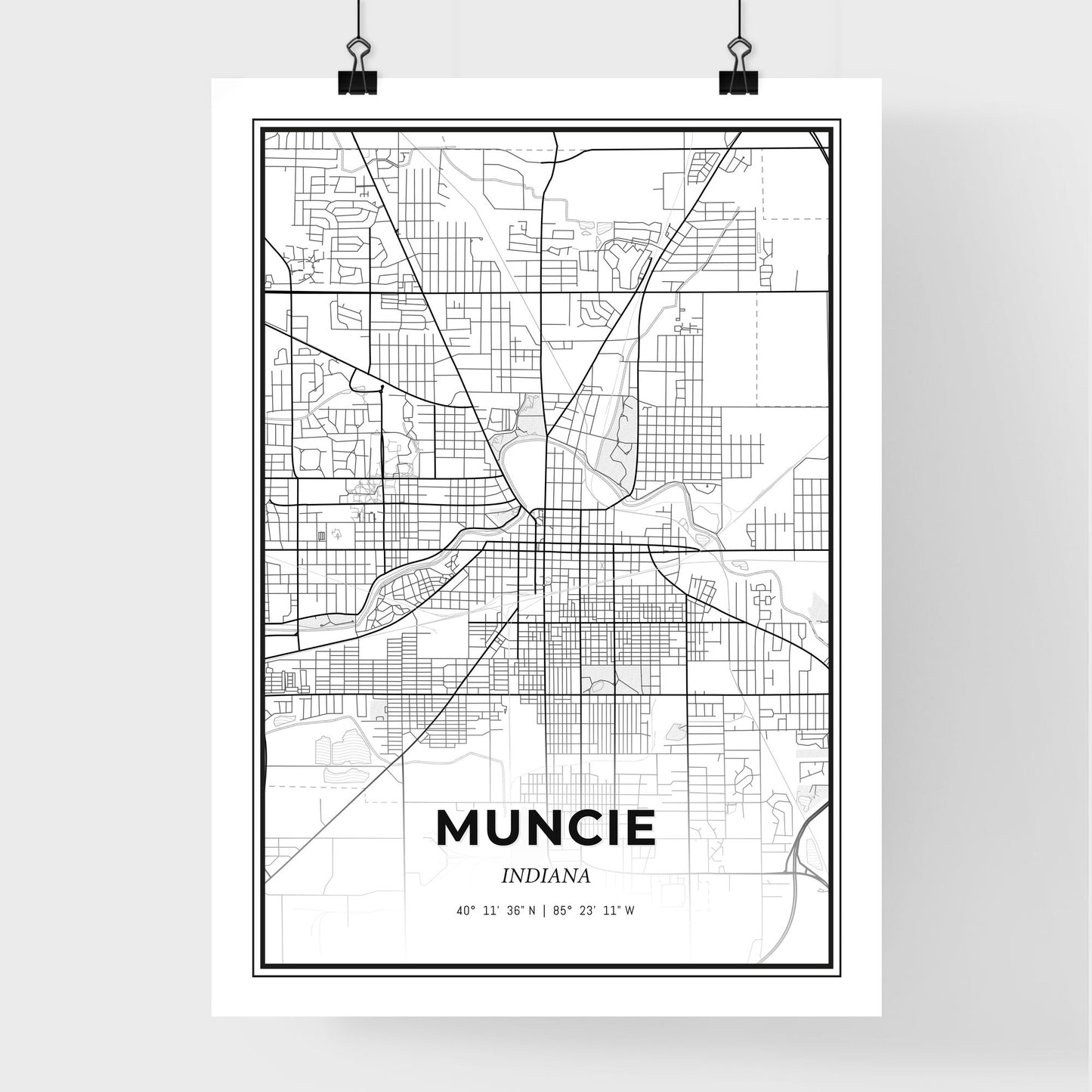 Muncie Indiana - Premium City Map Poster