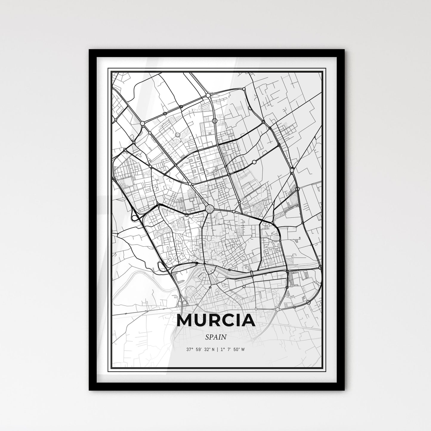 Murcia Spain - Scandinavian Style City Map for Modern Home Decor