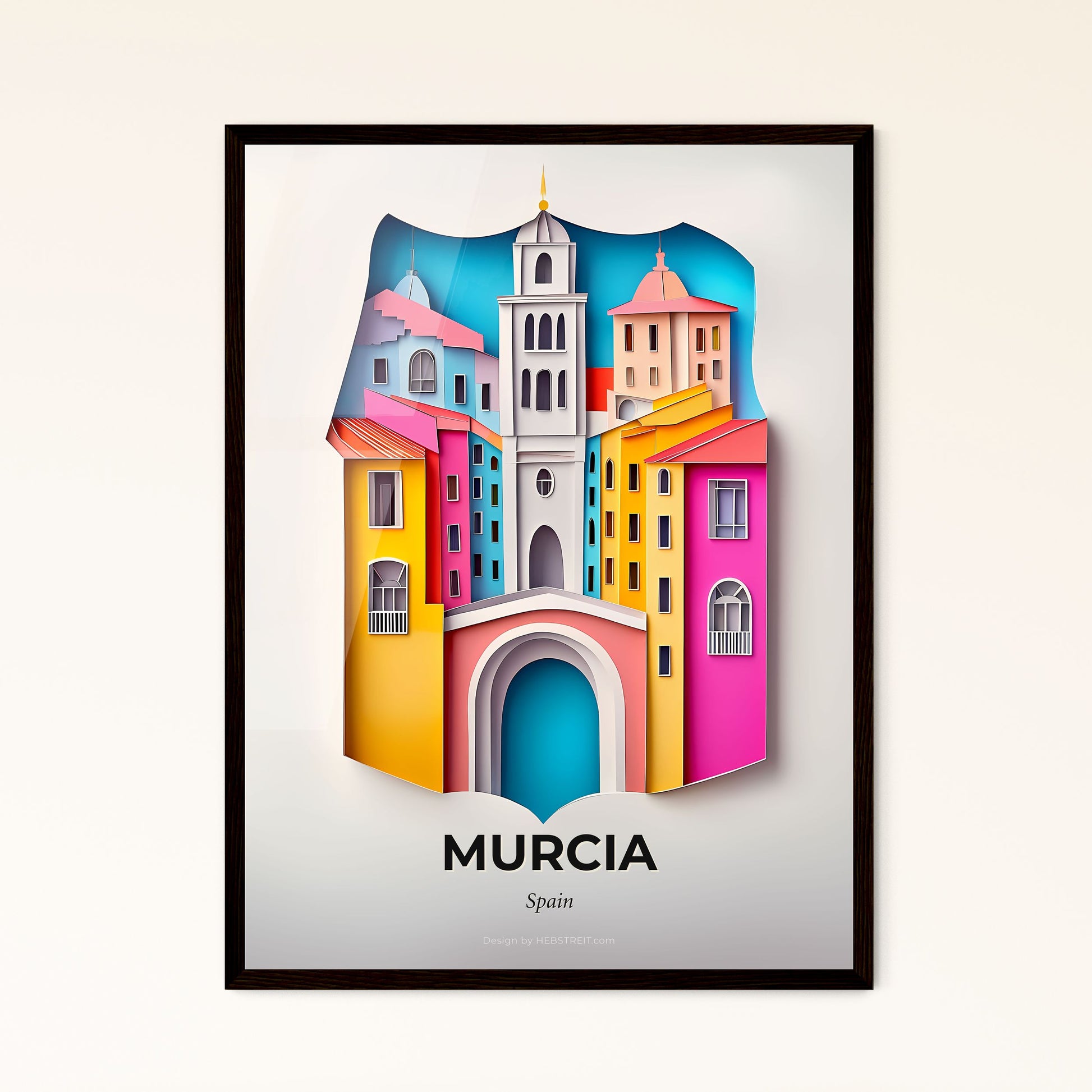 Vivid Murcia, Spain - a paper cut of a city with a clock tower