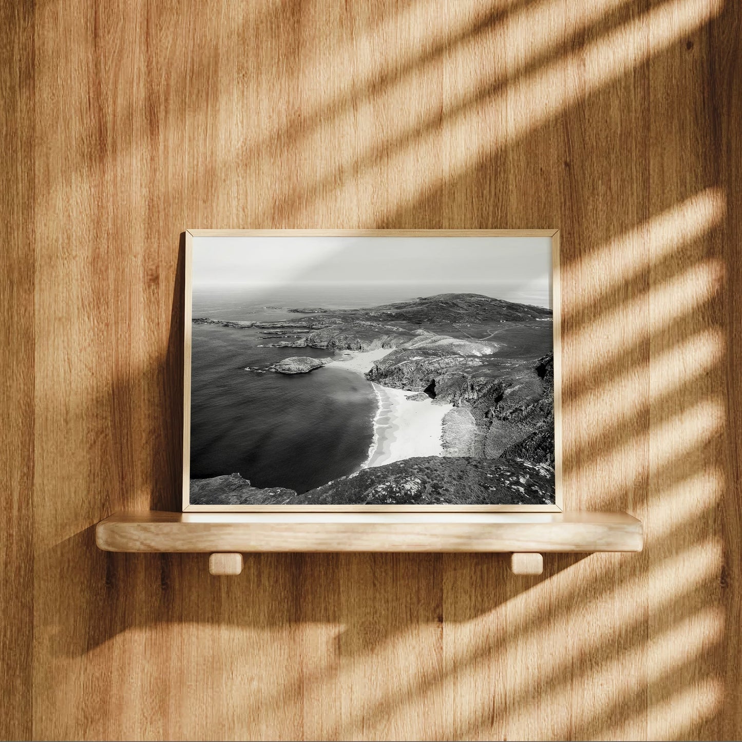 Murder Hole Beach Wall Art Print – Aerial Black & White Irish Coastline