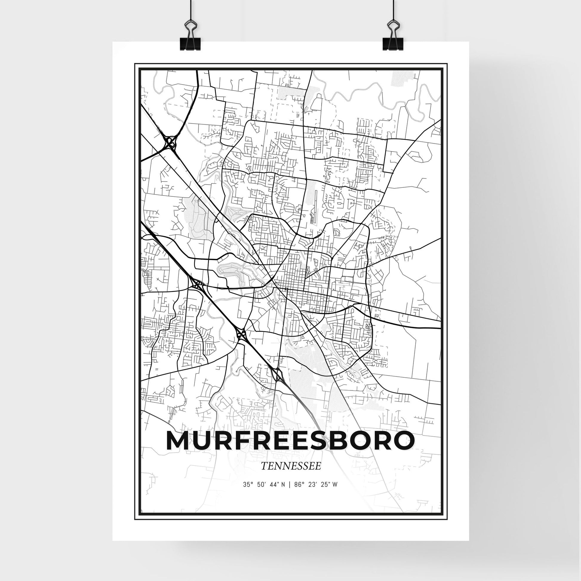 Murfreesboro Tennessee - Premium City Map Poster