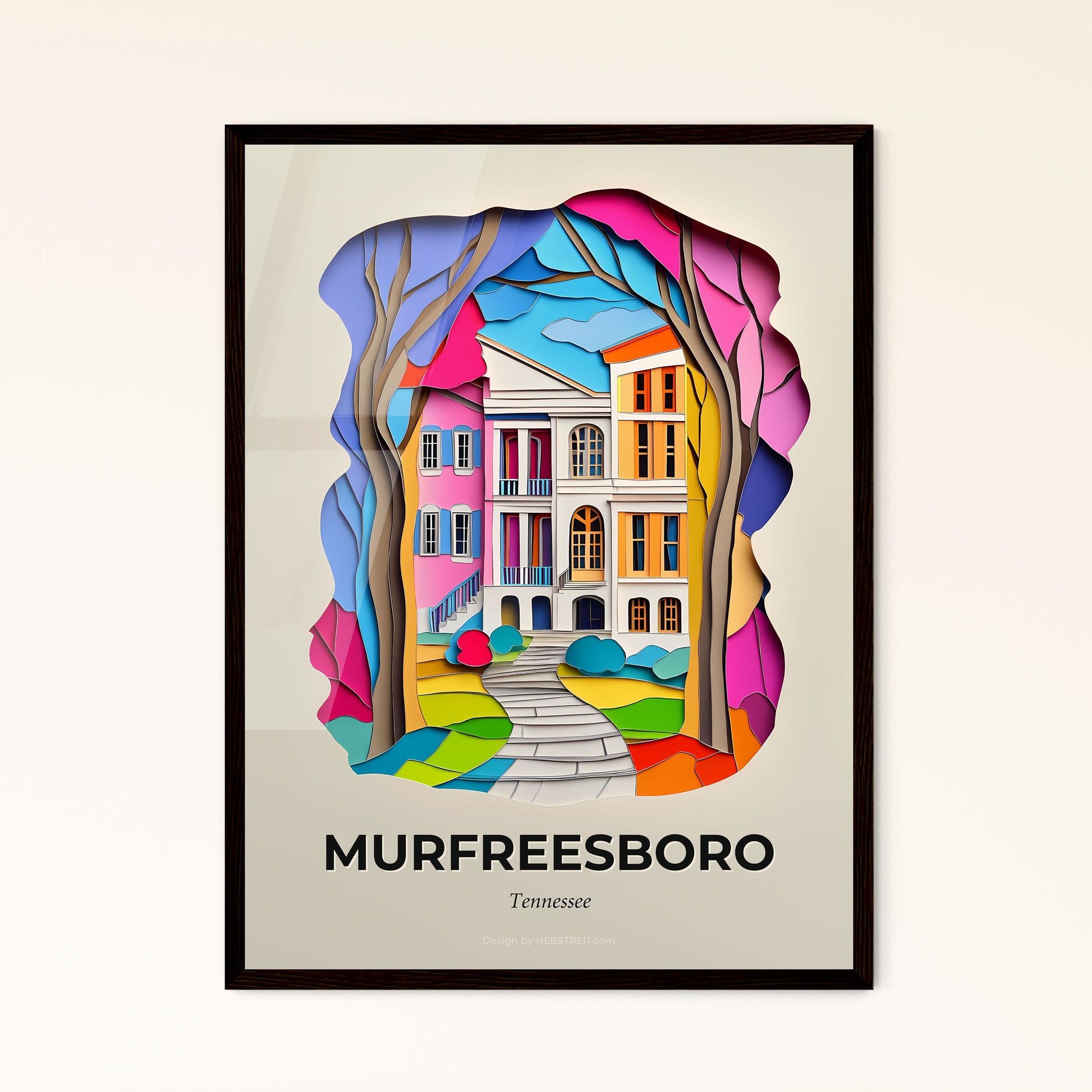 Vivid Murfreesboro, Tennessee - a paper cut of a house and trees