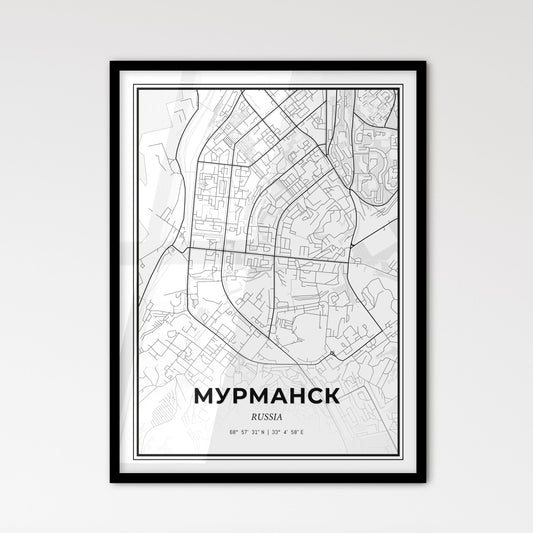 Murmansk Russia - Scandinavian Style City Map for Modern Home Decor