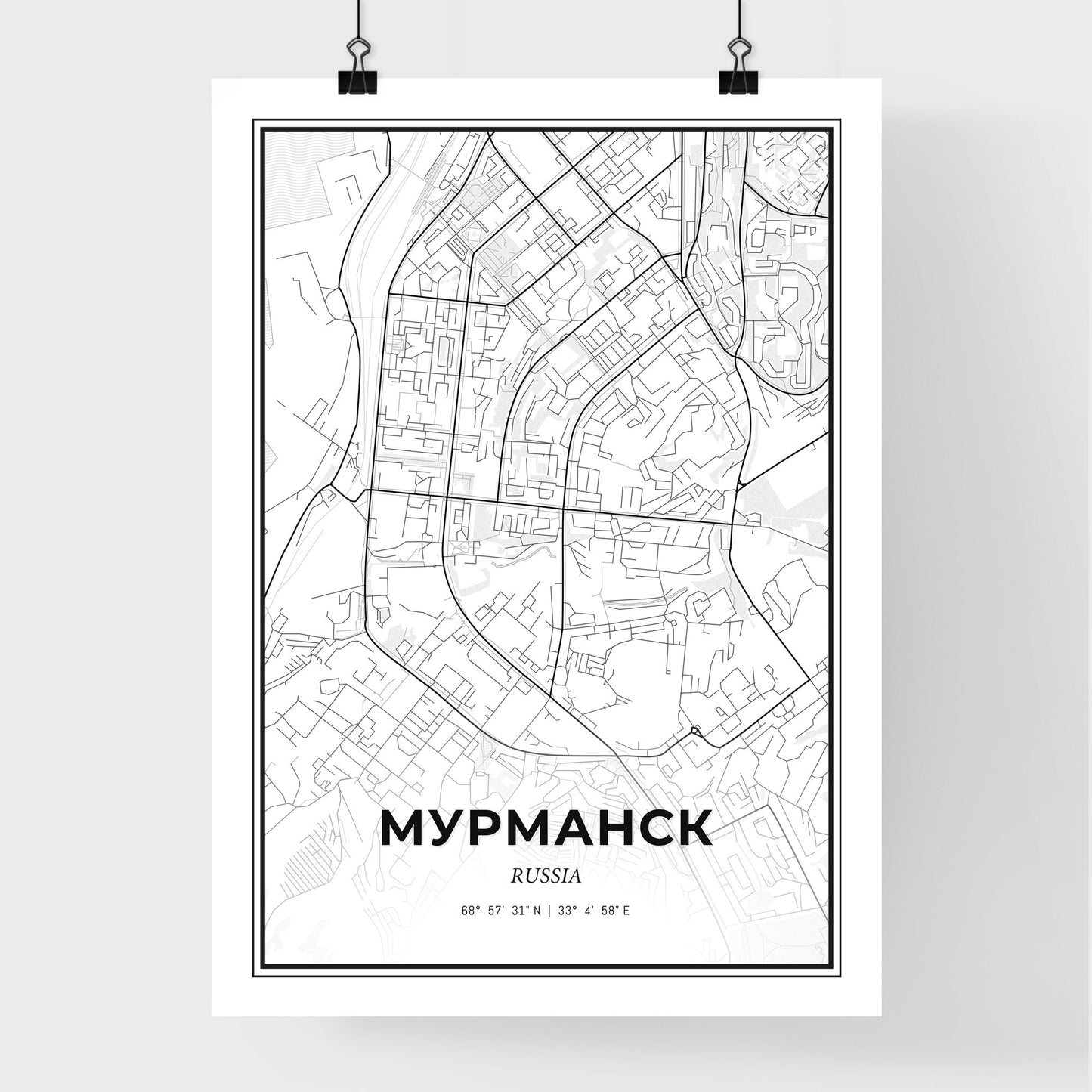 Murmansk Russia - Premium City Map Poster