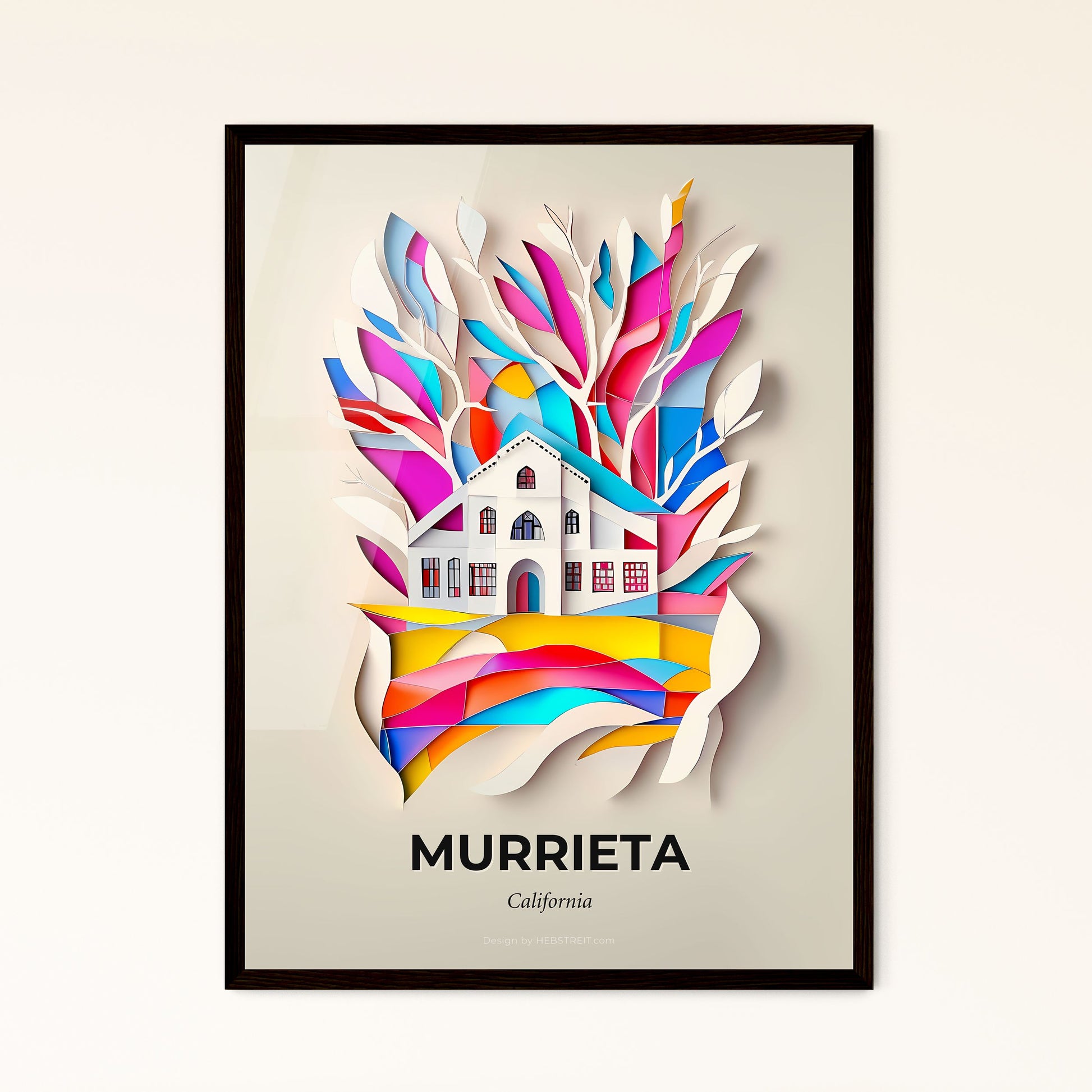 Vivid Murrieta, California - a paper cut of a house surrounded by colorful leaves