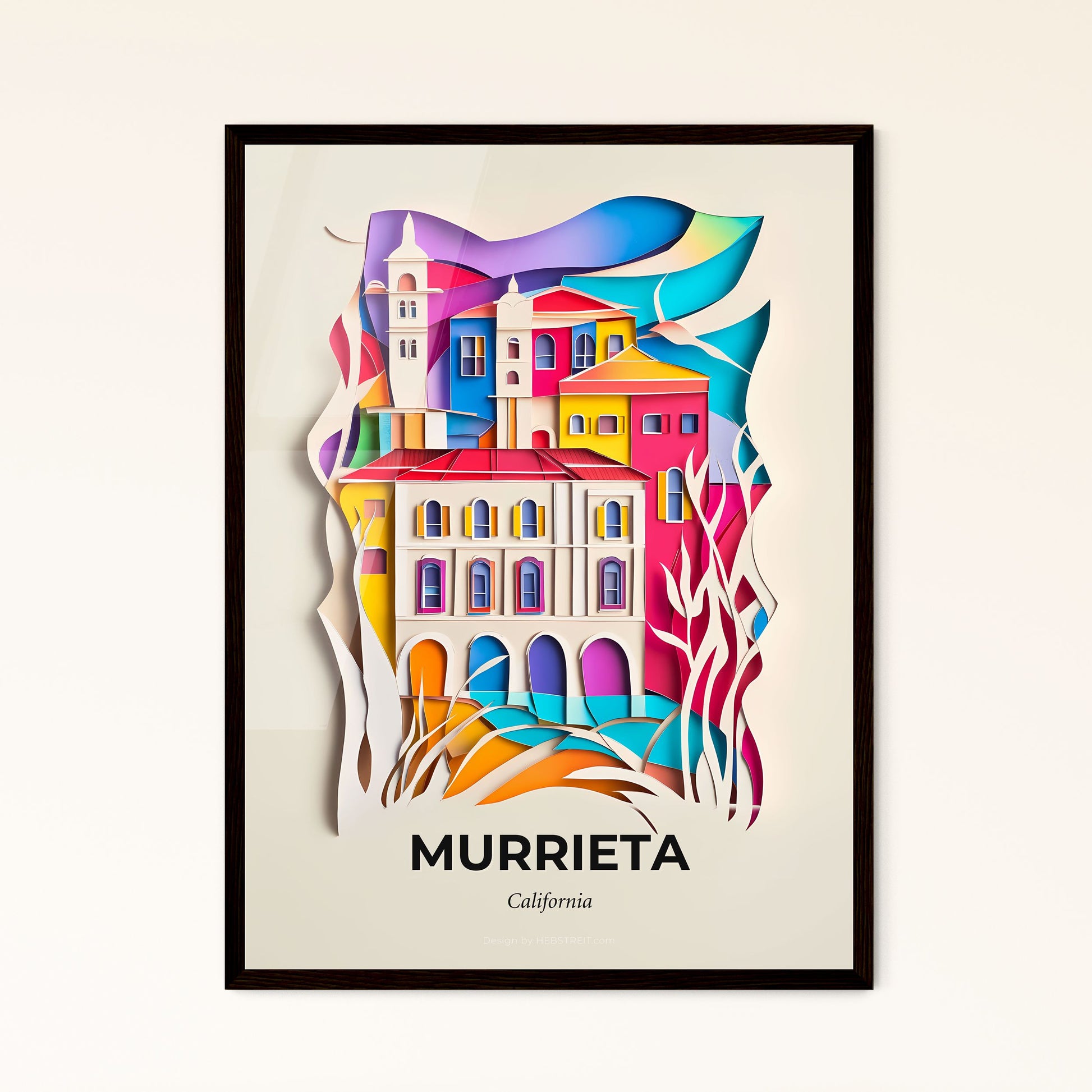 Vivid Murrieta, California - a paper cut of a building with a clock tower