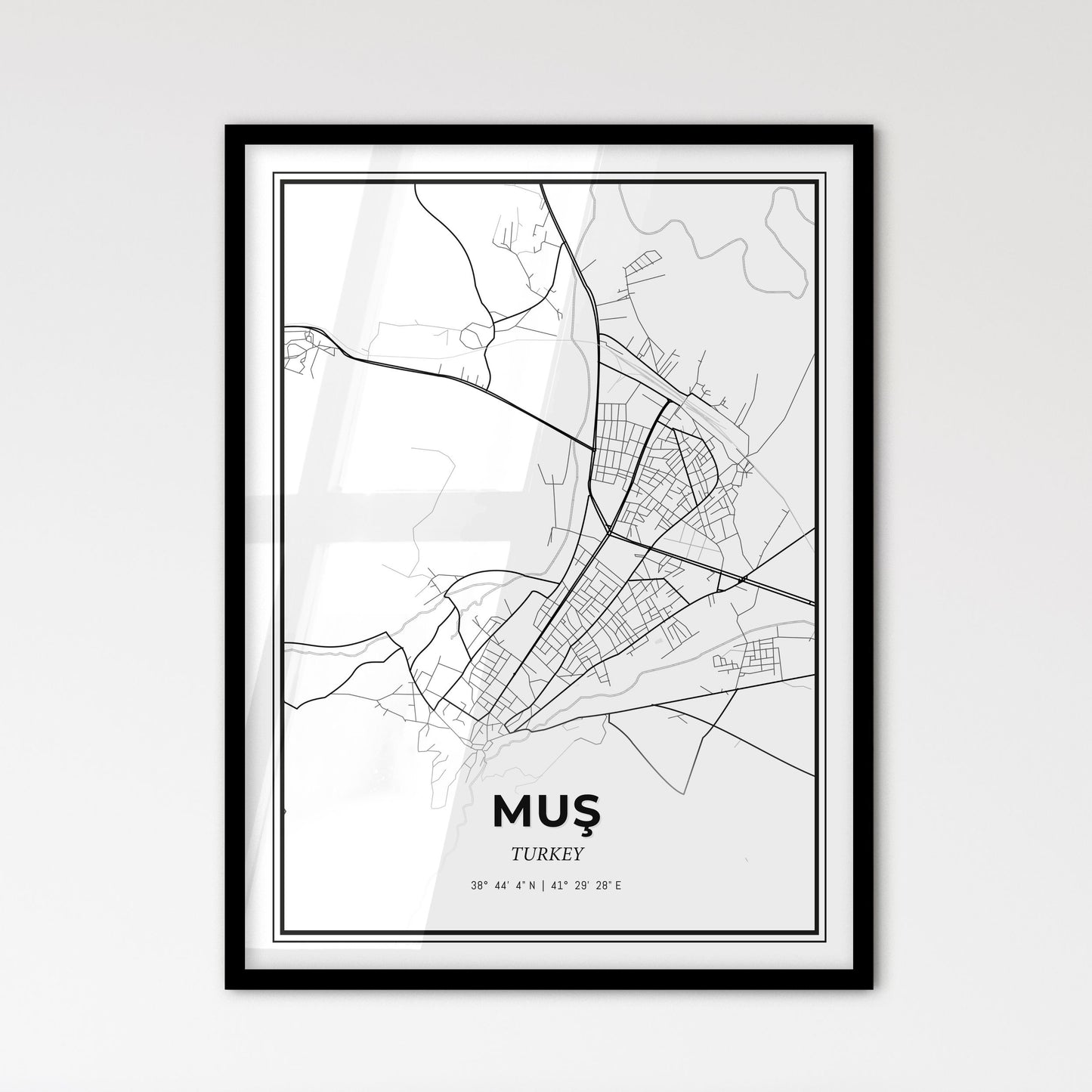 Muş Turkey - Scandinavian Style City Map for Modern Home Decor