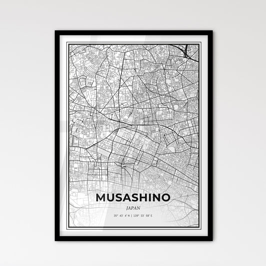 Musashino Japan - Scandinavian Style City Map for Modern Home Decor