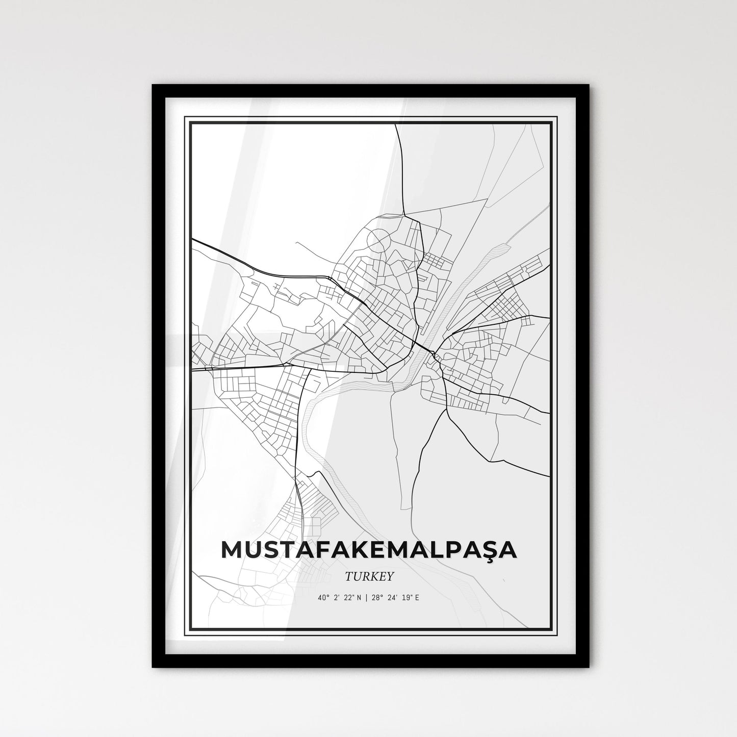 Mustafakemalpaşa Turkey - Scandinavian Style City Map for Modern Home Decor