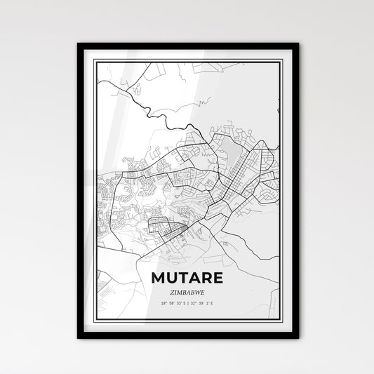 Mutare Zimbabwe - Scandinavian Style City Map for Modern Home Decor