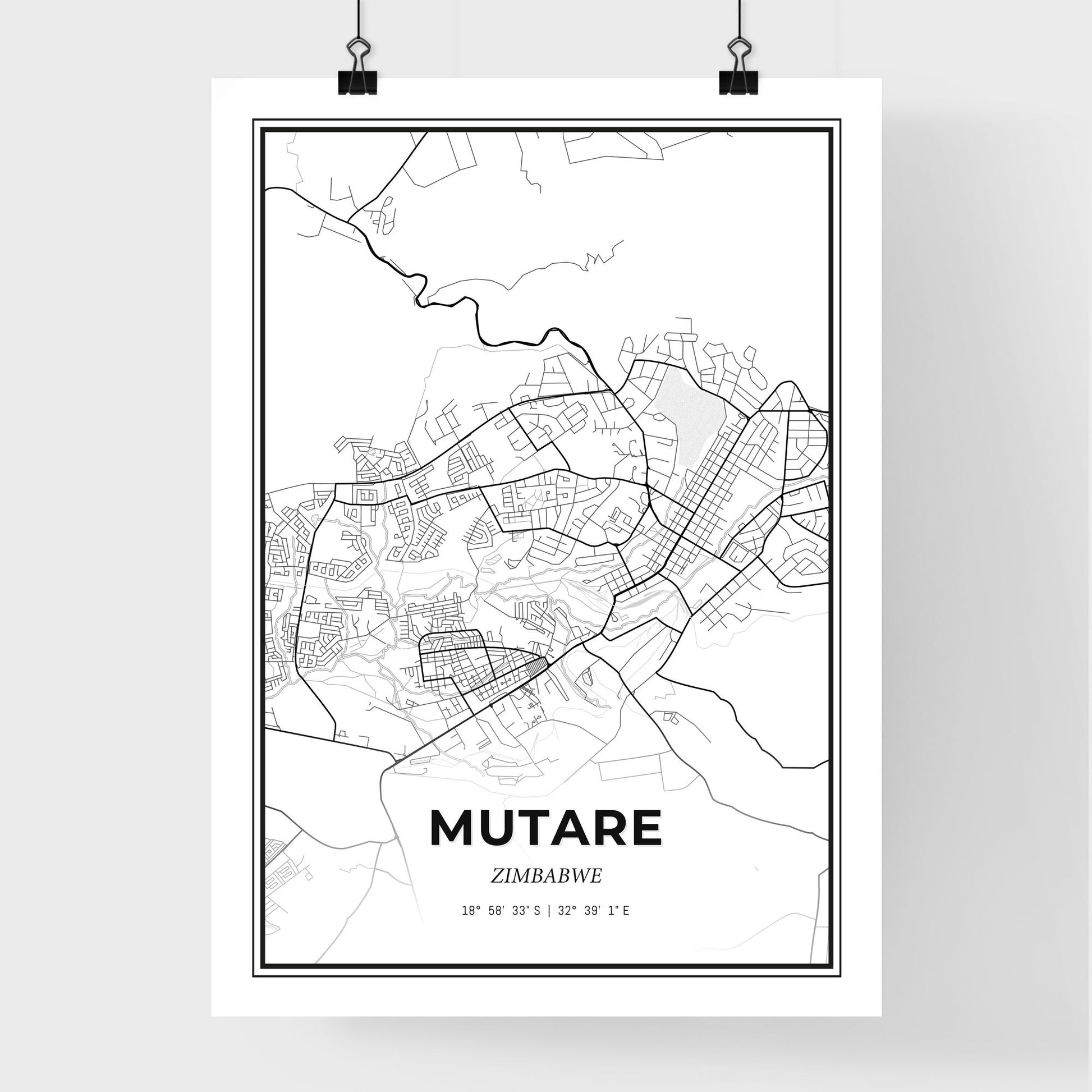 Mutare Zimbabwe - Premium City Map Poster