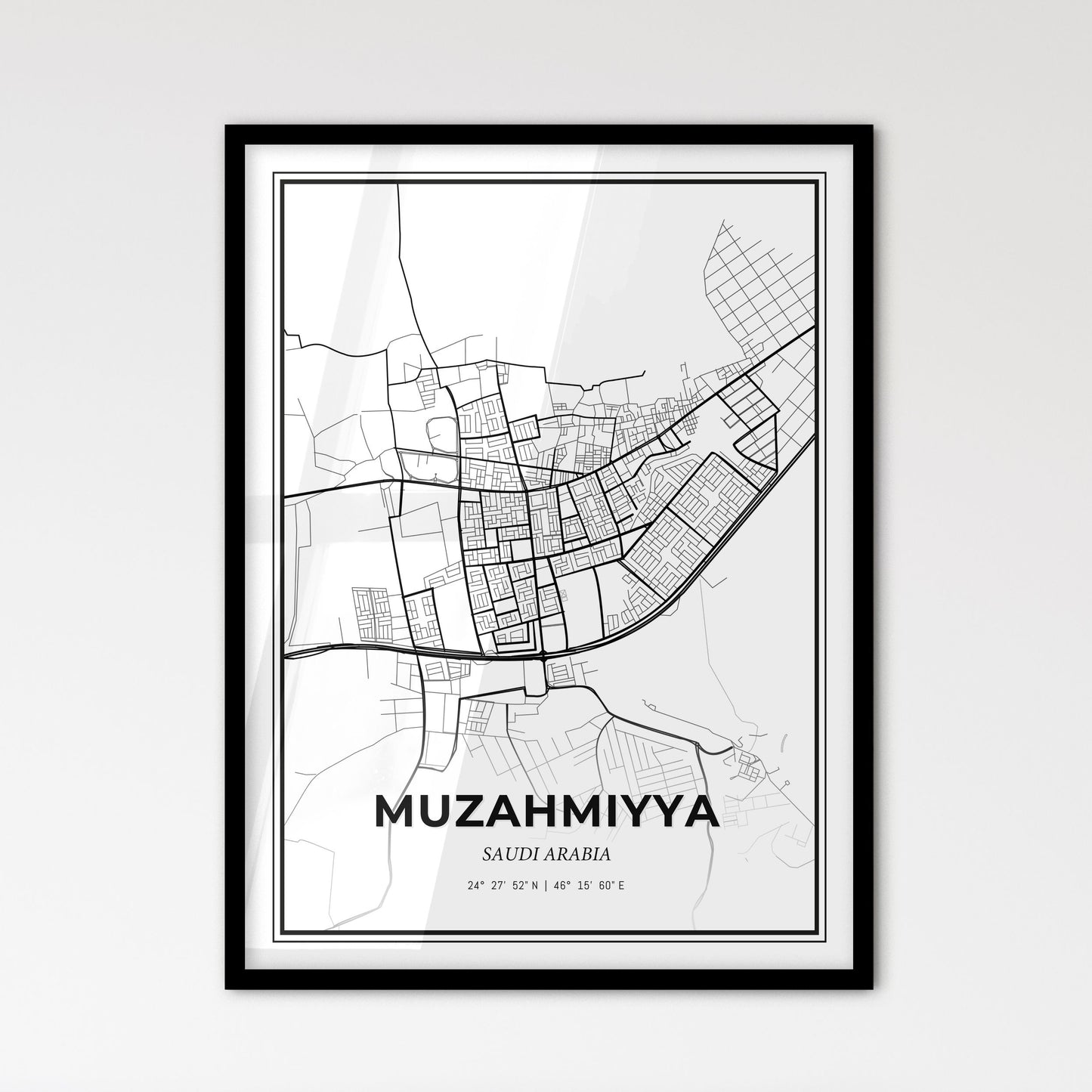 Muzahmiyya Saudi Arabia - Scandinavian Style City Map for Modern Home Decor