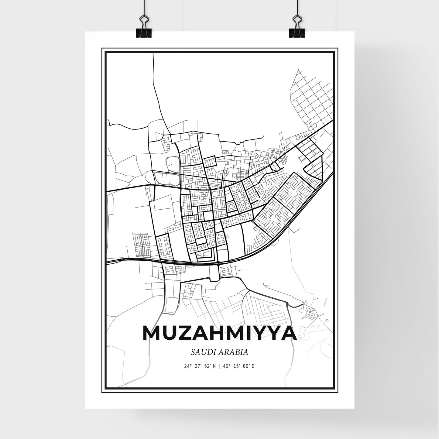 Muzahmiyya Saudi Arabia - Premium City Map Poster