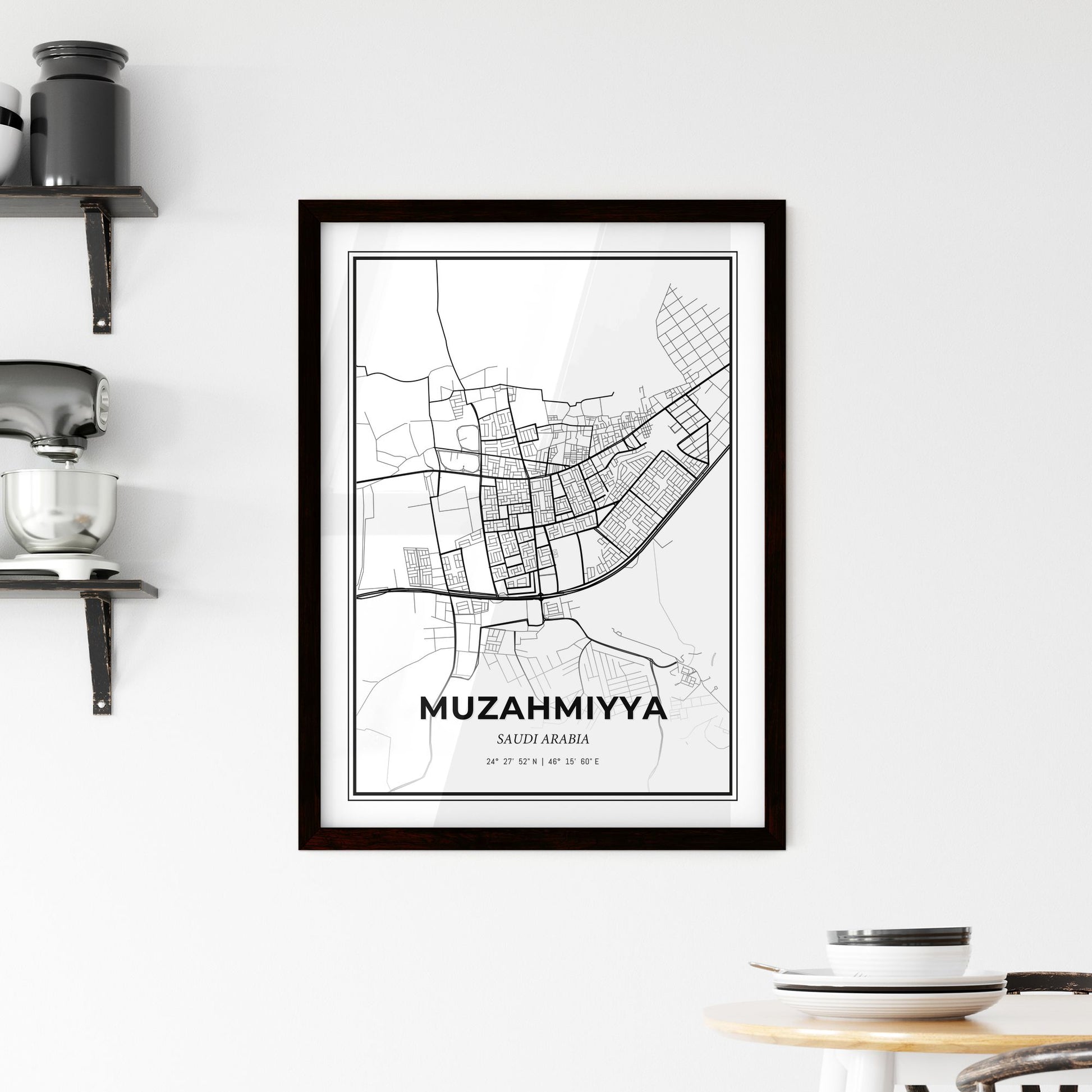 Muzahmiyya Saudi Arabia - Minimal City Map