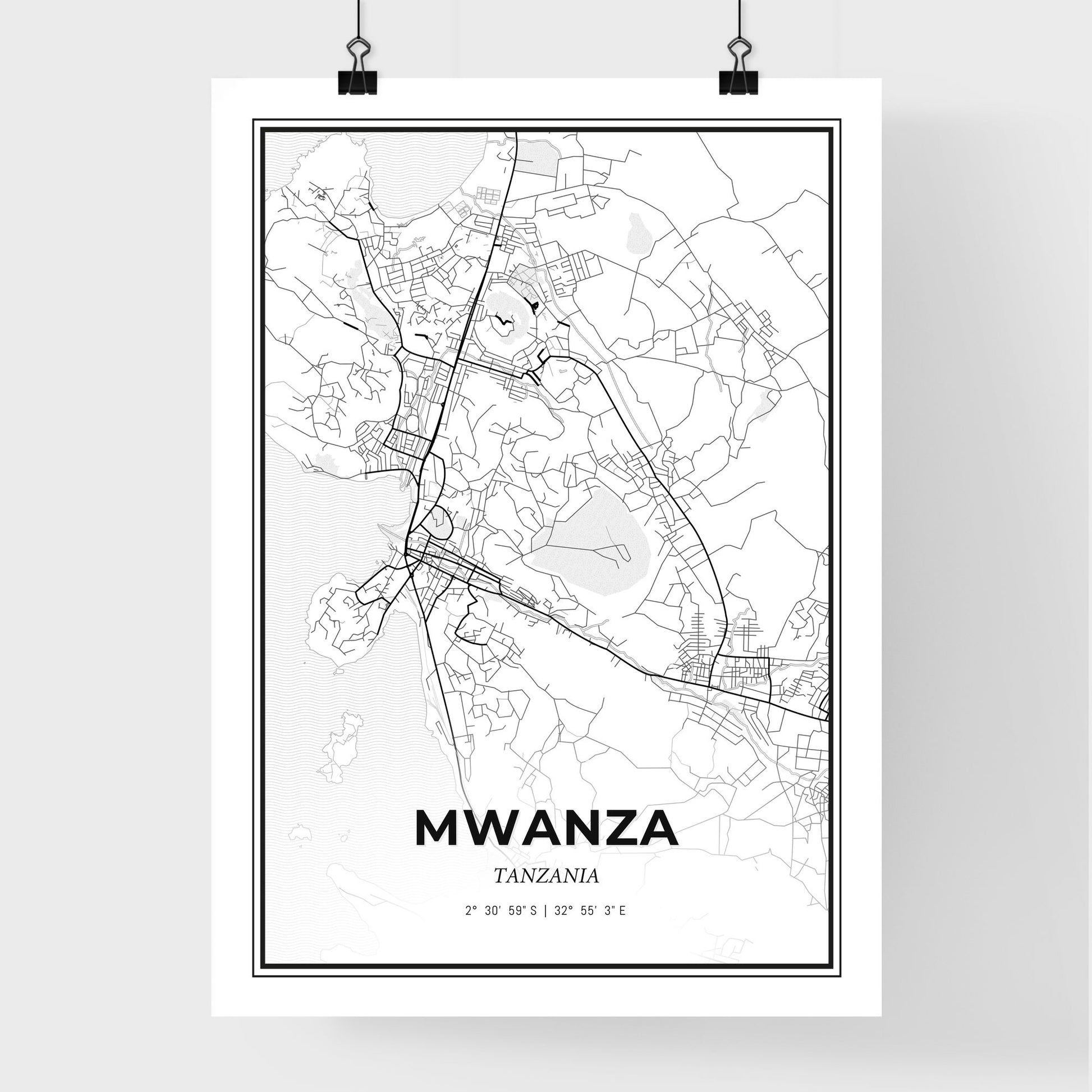 Mwanza Tanzania - Premium City Map Poster