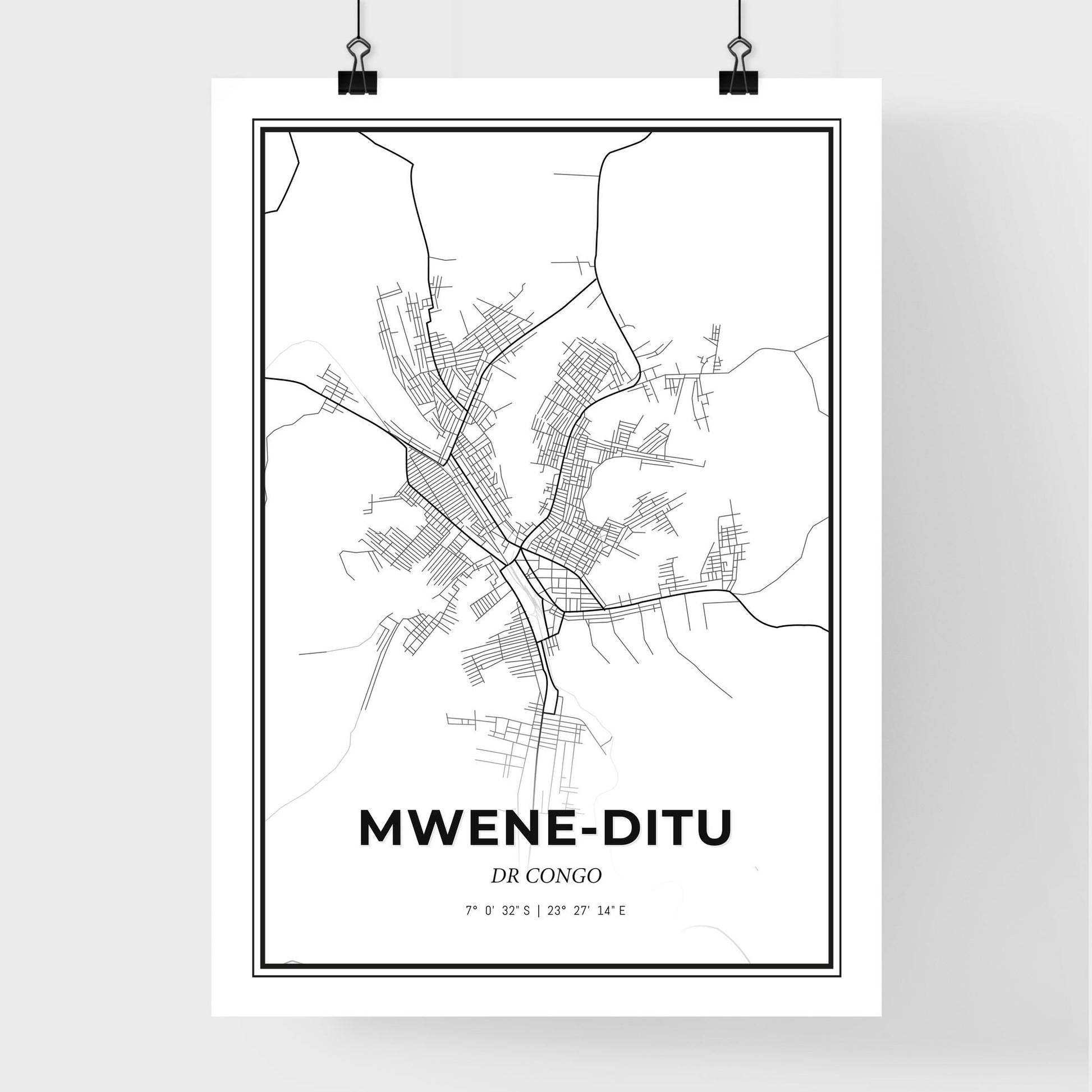 Mwene-Ditu DR Congo - Premium City Map Poster