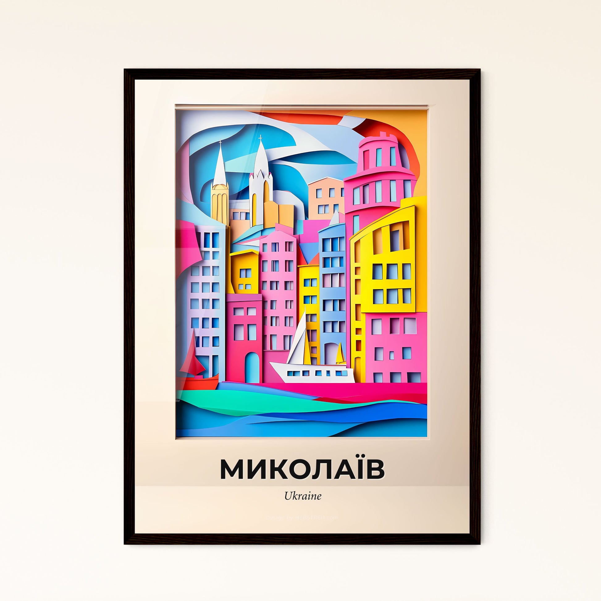 Vivid Mykolaiv, Ukraine - a city with a sailboat in the water