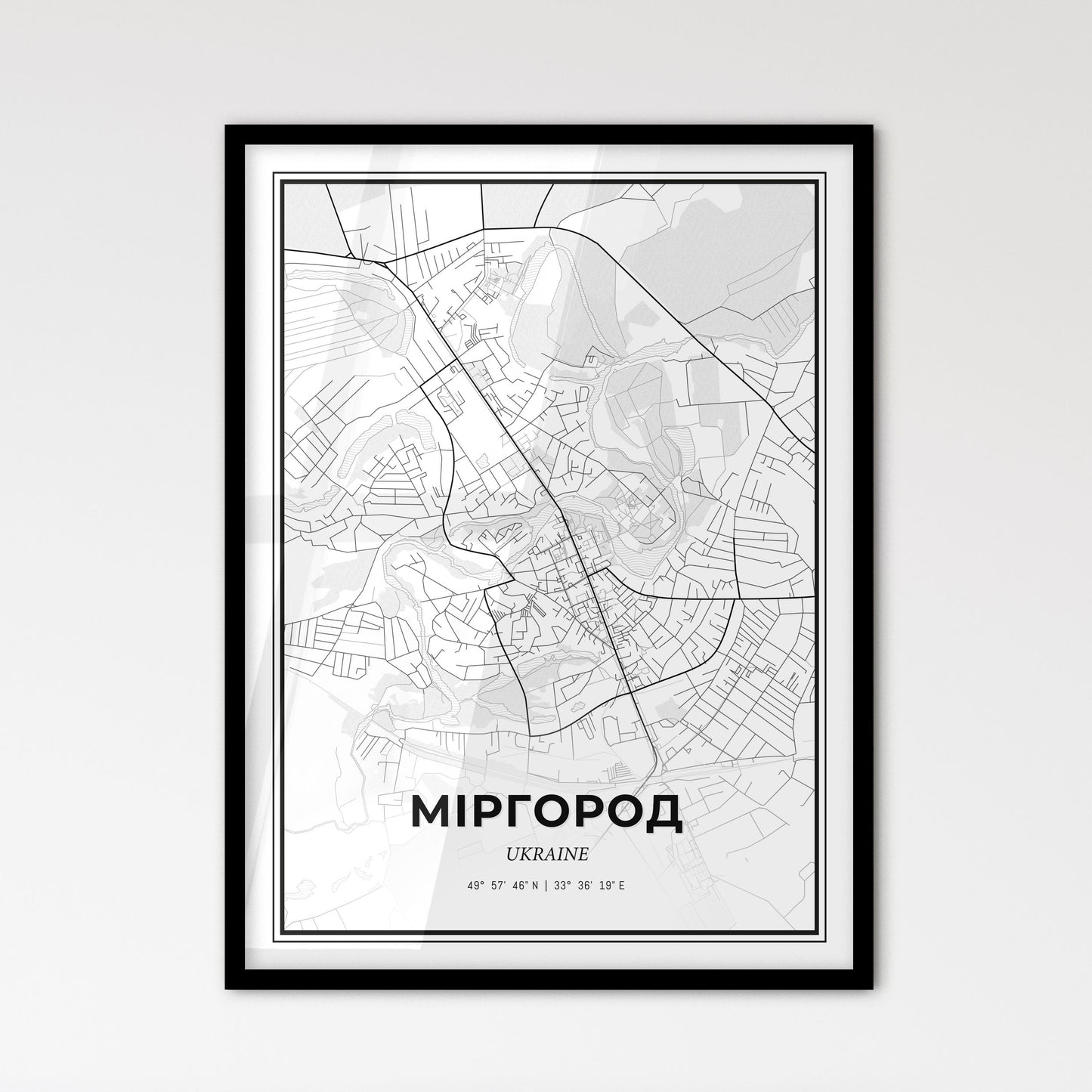 Myrhorod Ukraine - Scandinavian Style City Map for Modern Home Decor