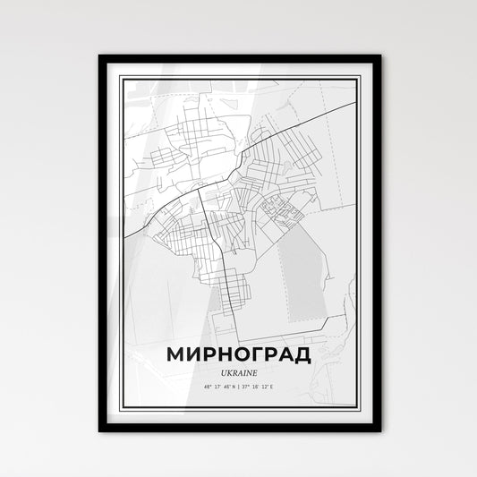 Myrnohrad Ukraine - Scandinavian Style City Map for Modern Home Decor