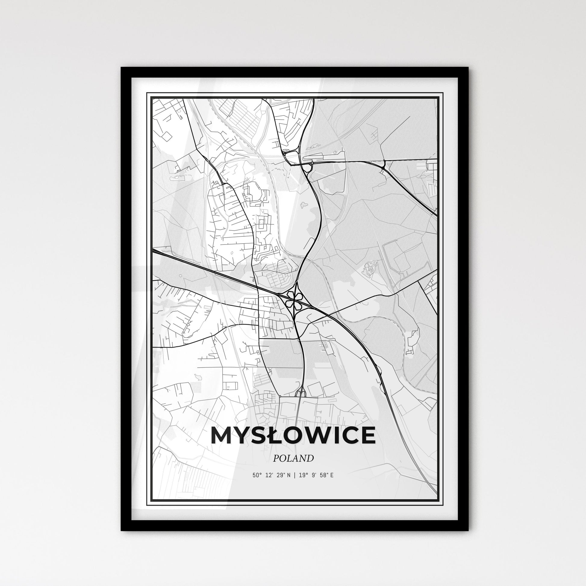 Mysłowice Poland - Scandinavian Style City Map for Modern Home Decor