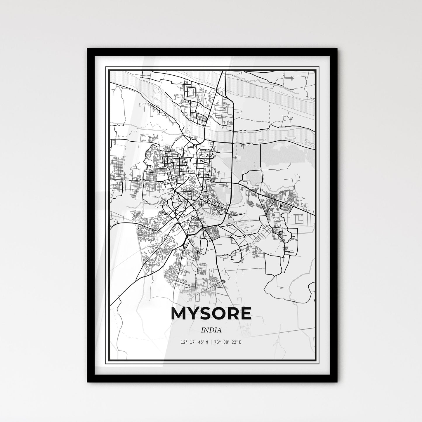 Mysore India - Scandinavian Style City Map for Modern Home Decor