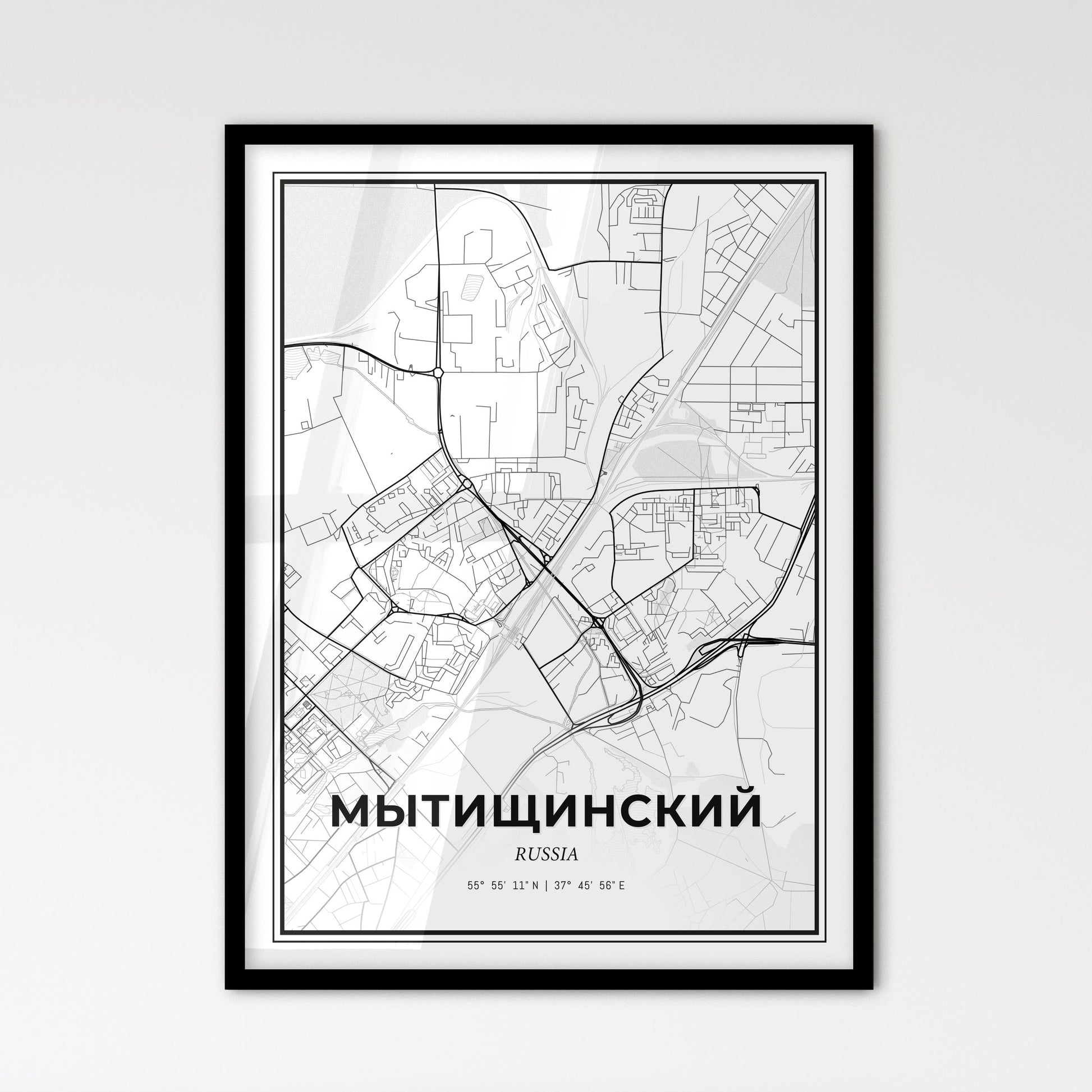 Mytishchi Russia - Scandinavian Style City Map for Modern Home Decor