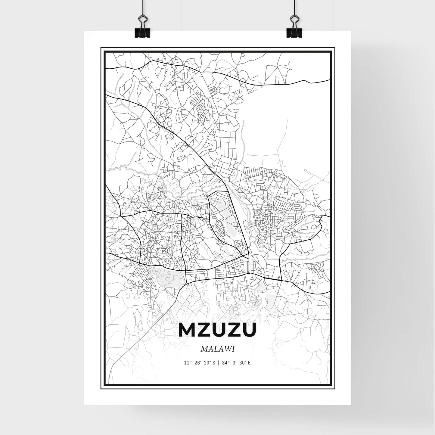 Mzuzu Malawi - Premium City Map Poster