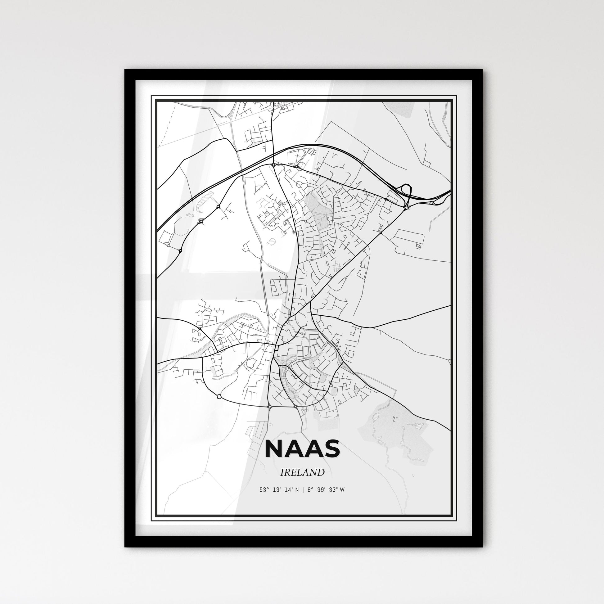 Naas Ireland - Scandinavian Style City Map for Modern Home Decor