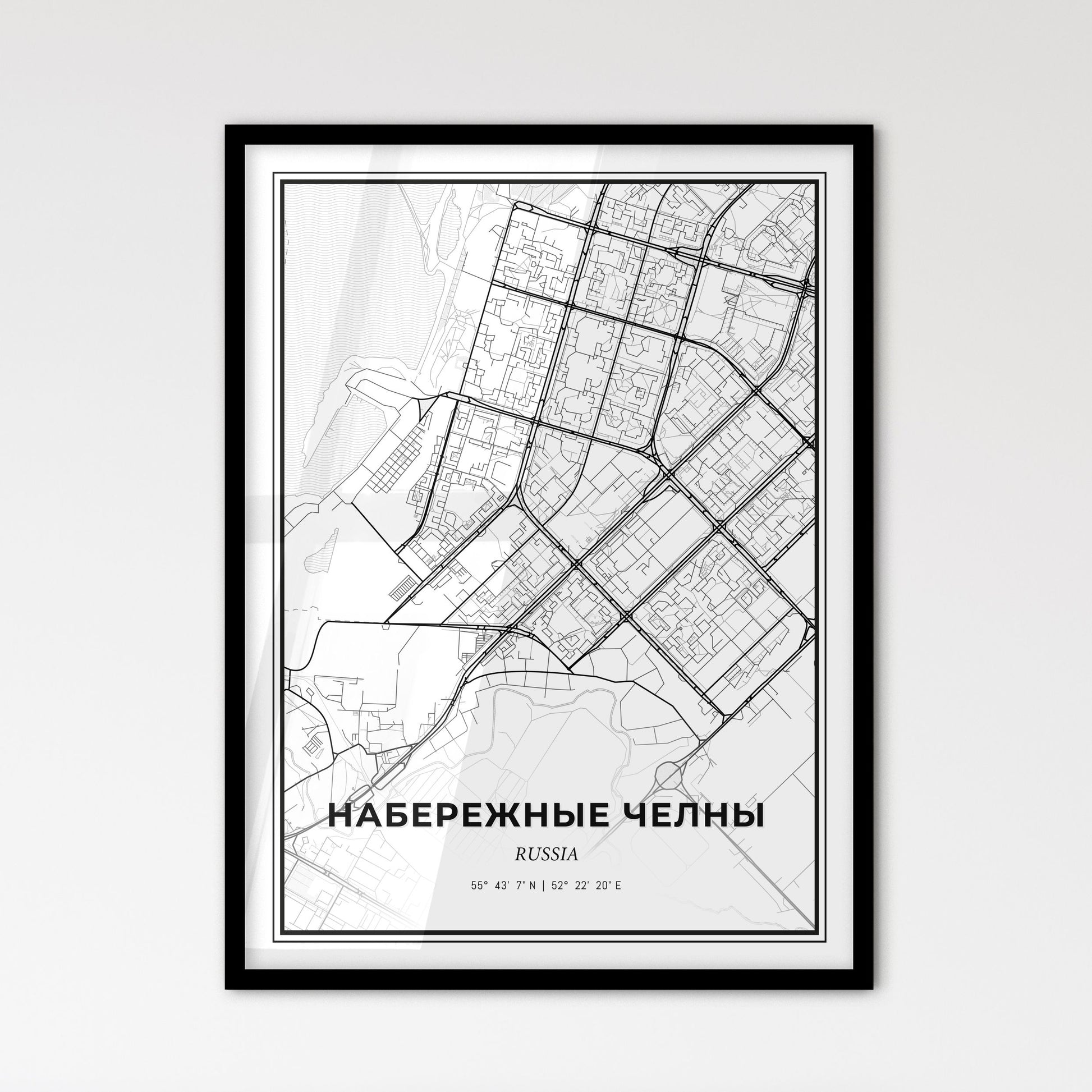 Naberezhnye Chelny Russia - Scandinavian Style City Map for Modern Home Decor