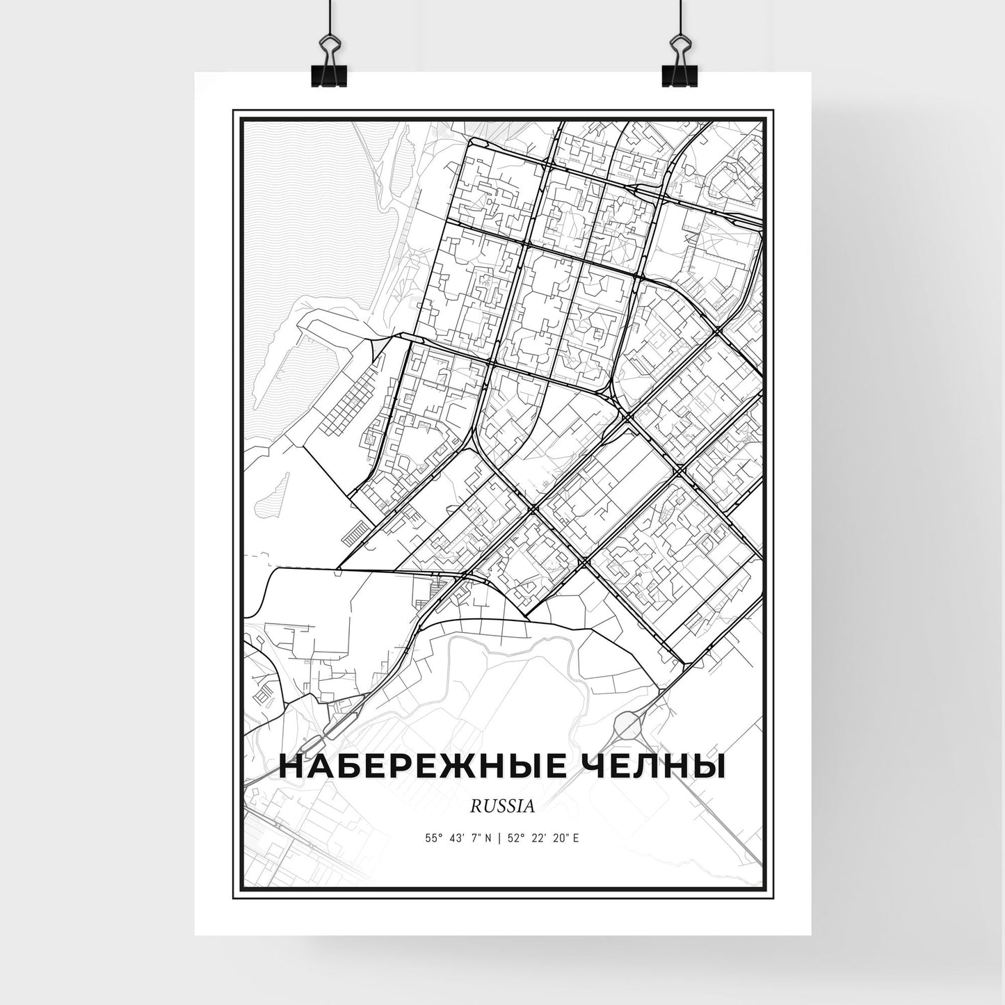 Naberezhnye Chelny Russia - Premium City Map Poster