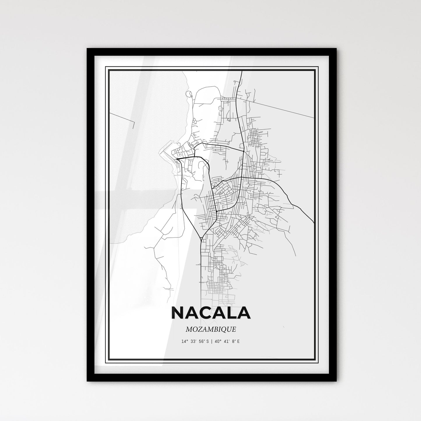 Nacala Mozambique - Scandinavian Style City Map for Modern Home Decor