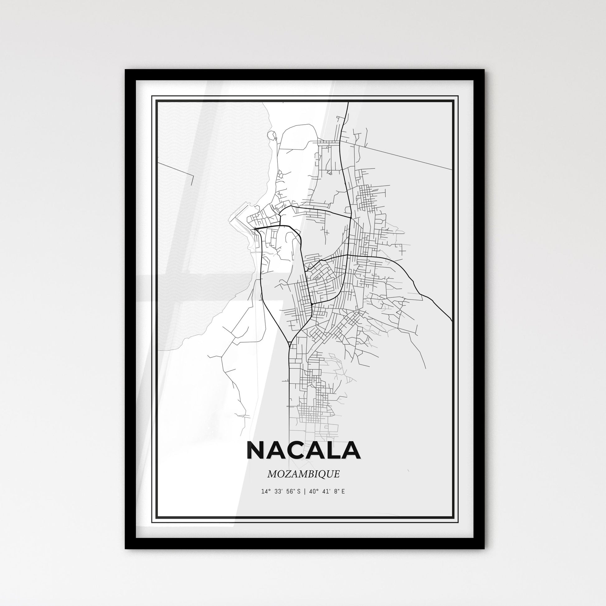 Nacala Mozambique - Scandinavian Style City Map for Modern Home Decor