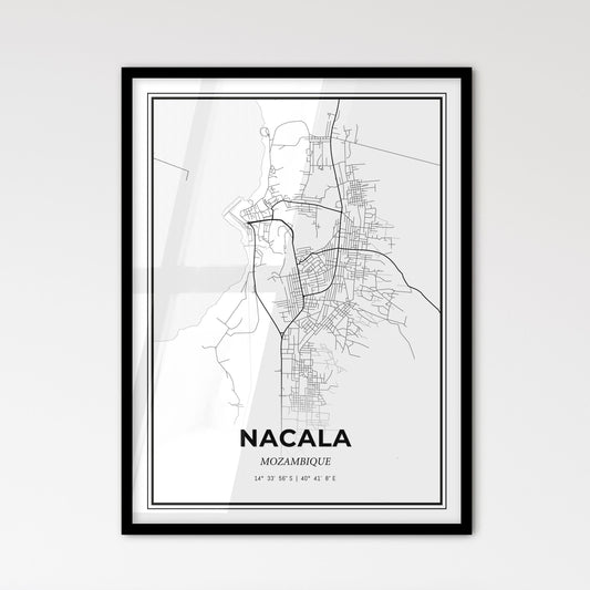 Nacala Mozambique - Scandinavian Style City Map for Modern Home Decor