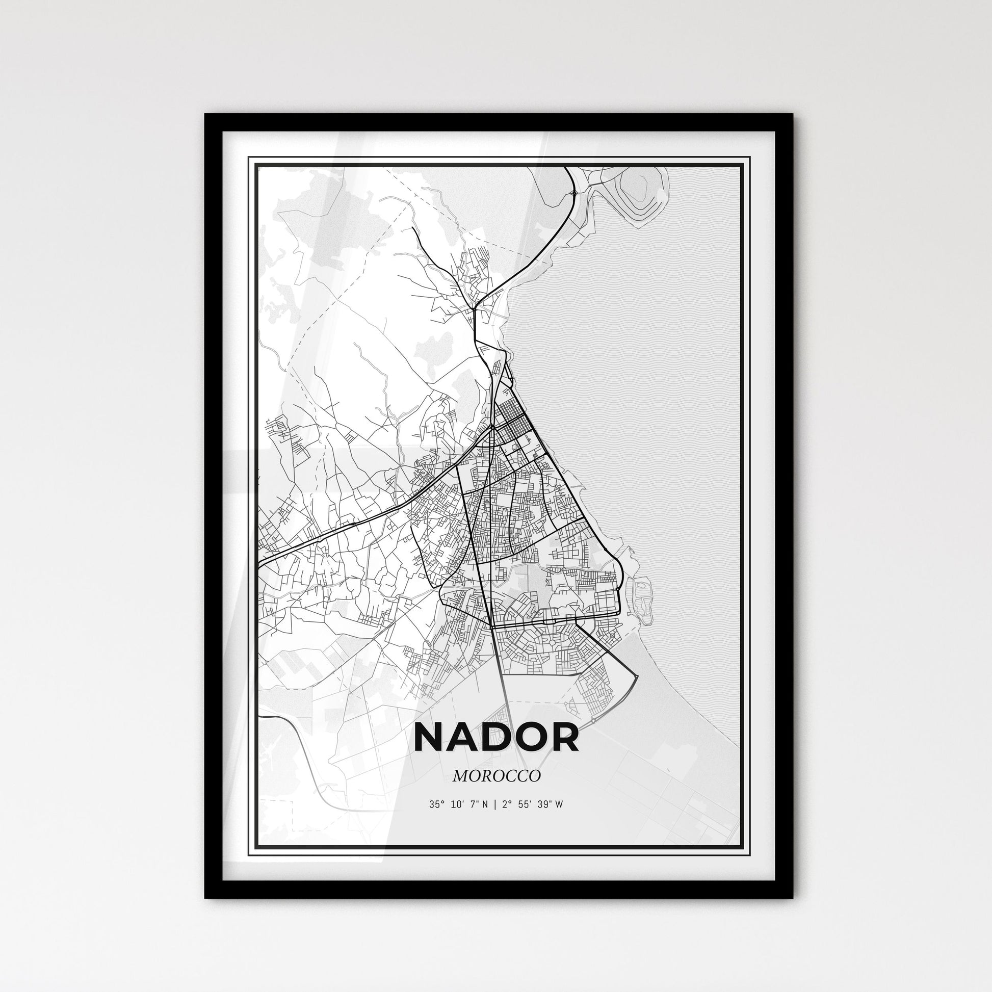 Nador Morocco - Scandinavian Style City Map for Modern Home Decor