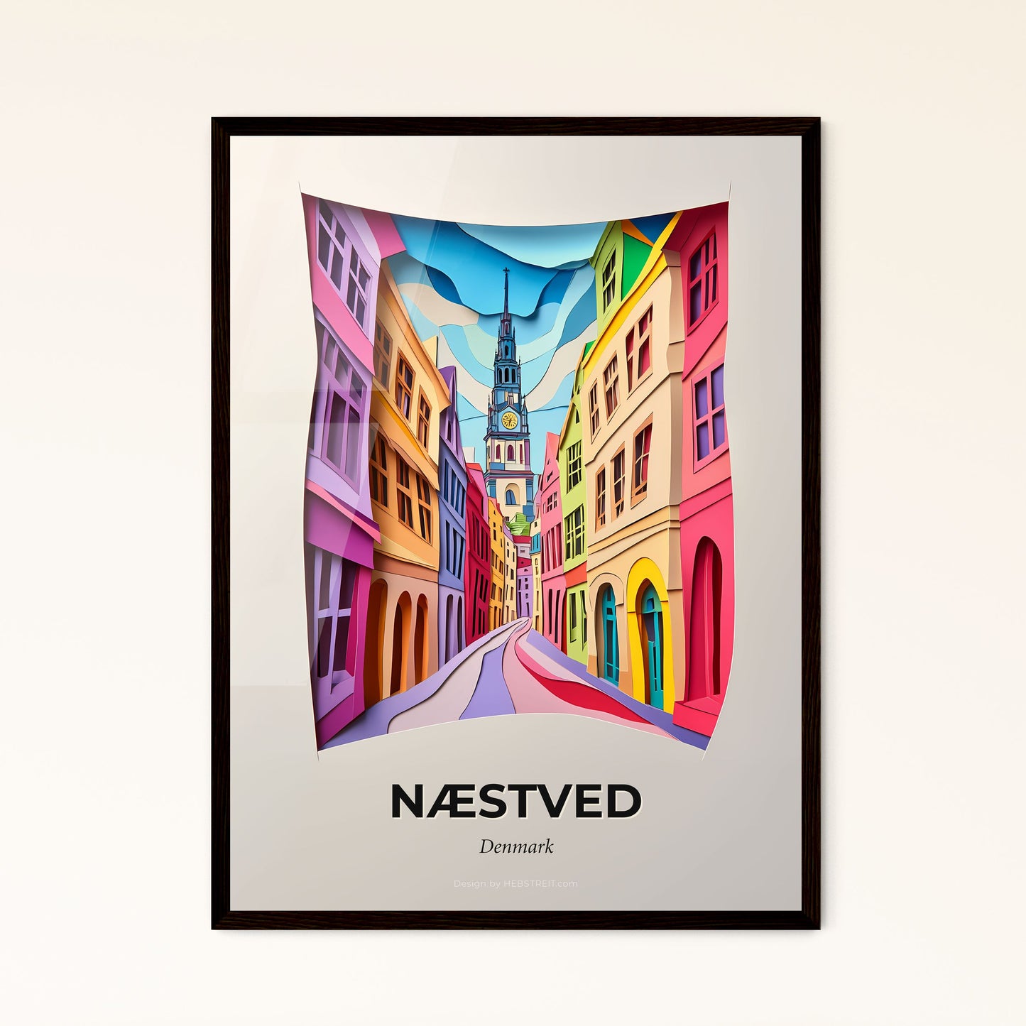 Vivid Næstved, Denmark - a street with a clock tower in the background