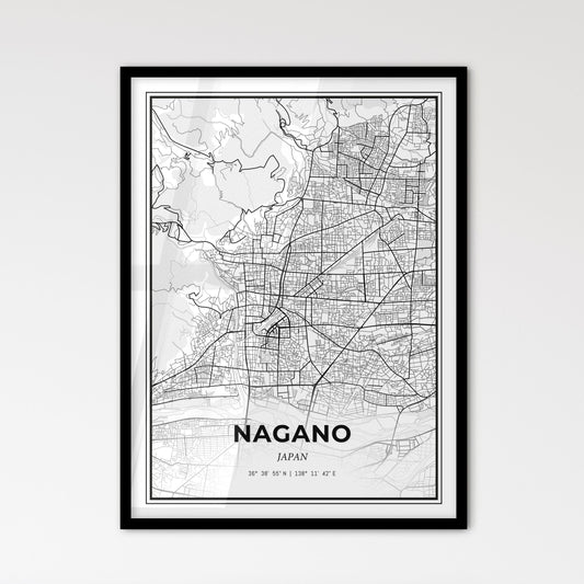 Nagano Japan - Scandinavian Style City Map for Modern Home Decor