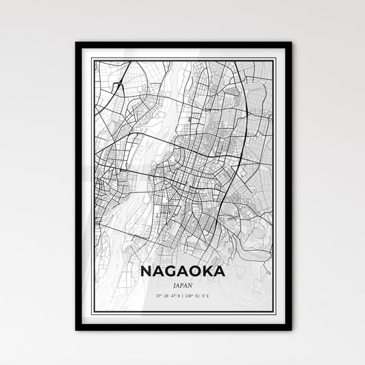 Nagaoka Japan - Scandinavian Style City Map for Modern Home Decor